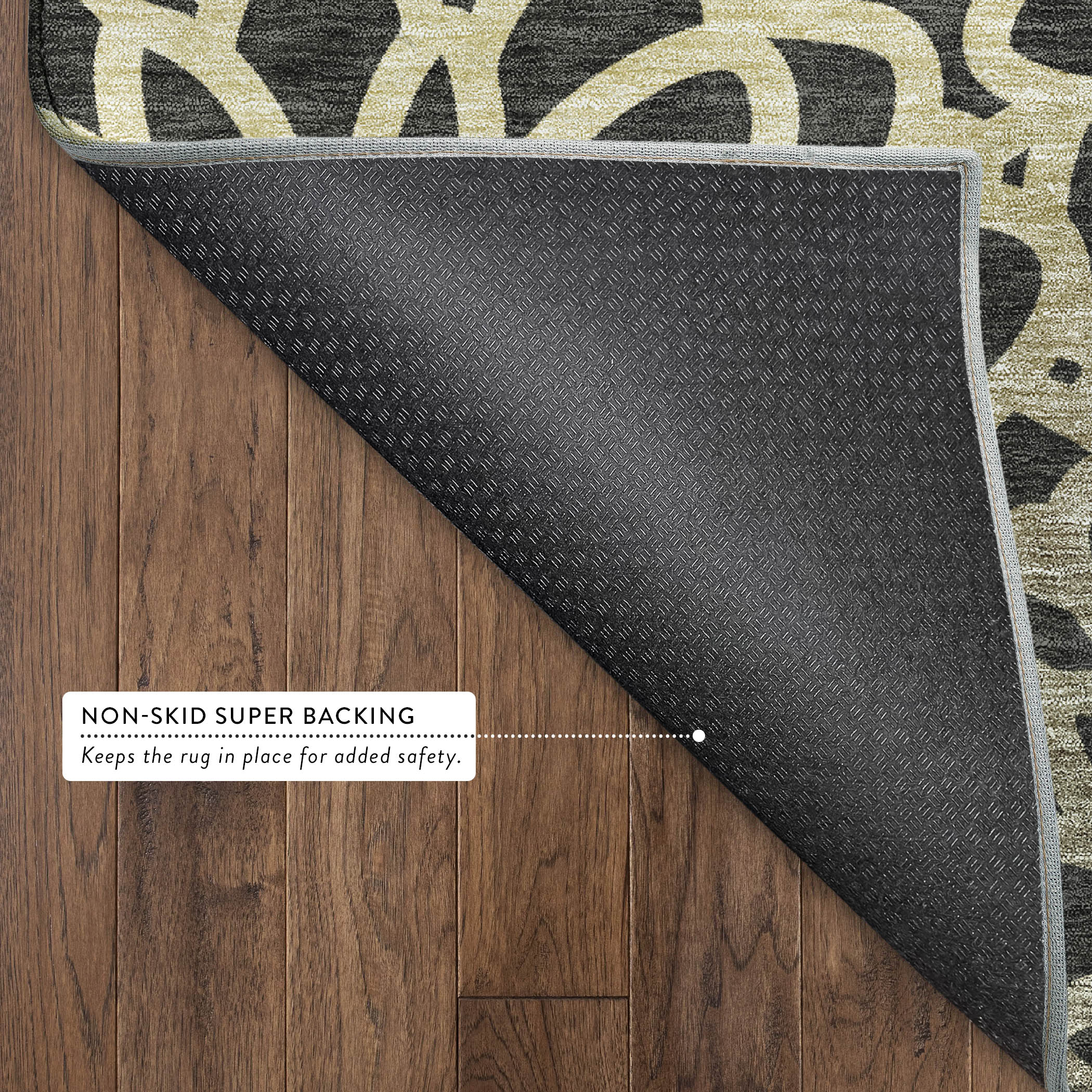 Istanbul Machine Washable Transitional Black Rug 1'8" x 2'6" #shape_Rectangle