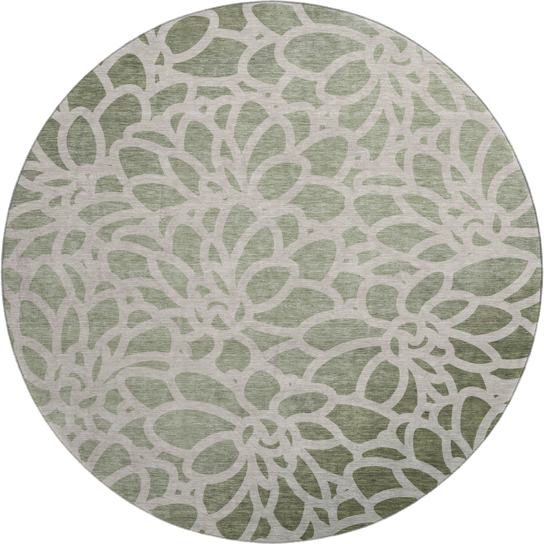 Istanbul Machine Washable Transitional Celery Green Rug 8' x 8' #shape_Round