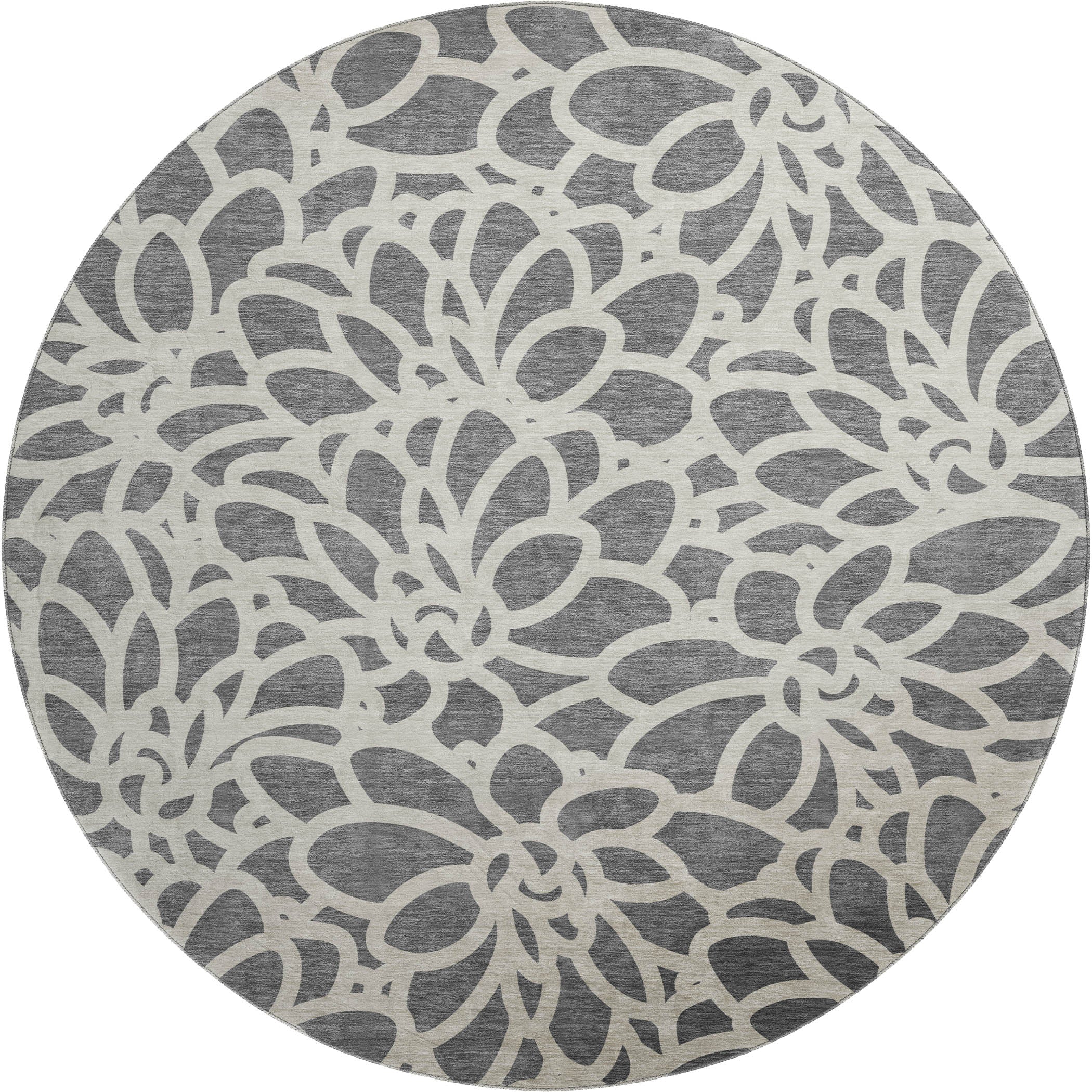 Istanbul Machine Washable Transitional Gray Rug 8' x 8' #shape_Round