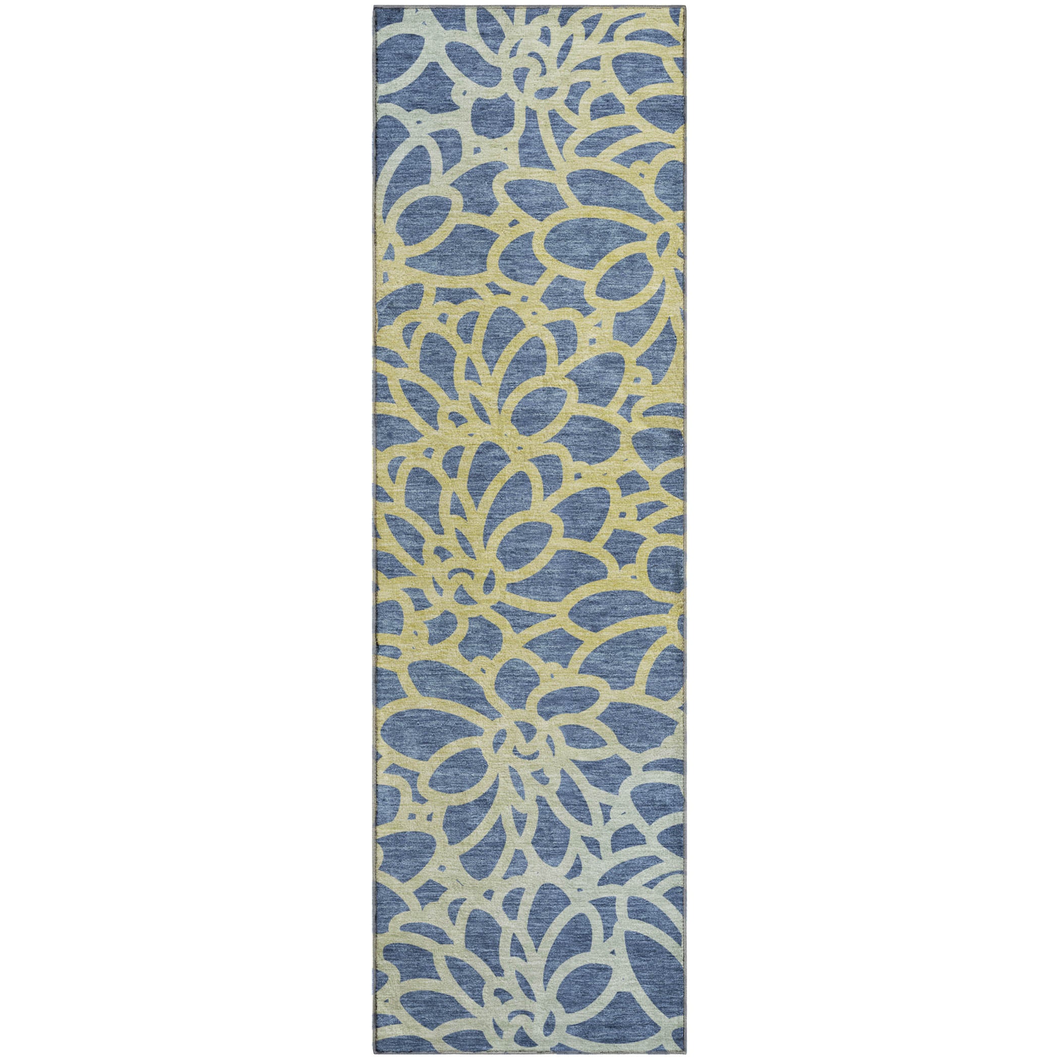 Istanbul Machine Washable Transitional Navy Blue Rug 2'3" x 7'6" #shape_Runner
