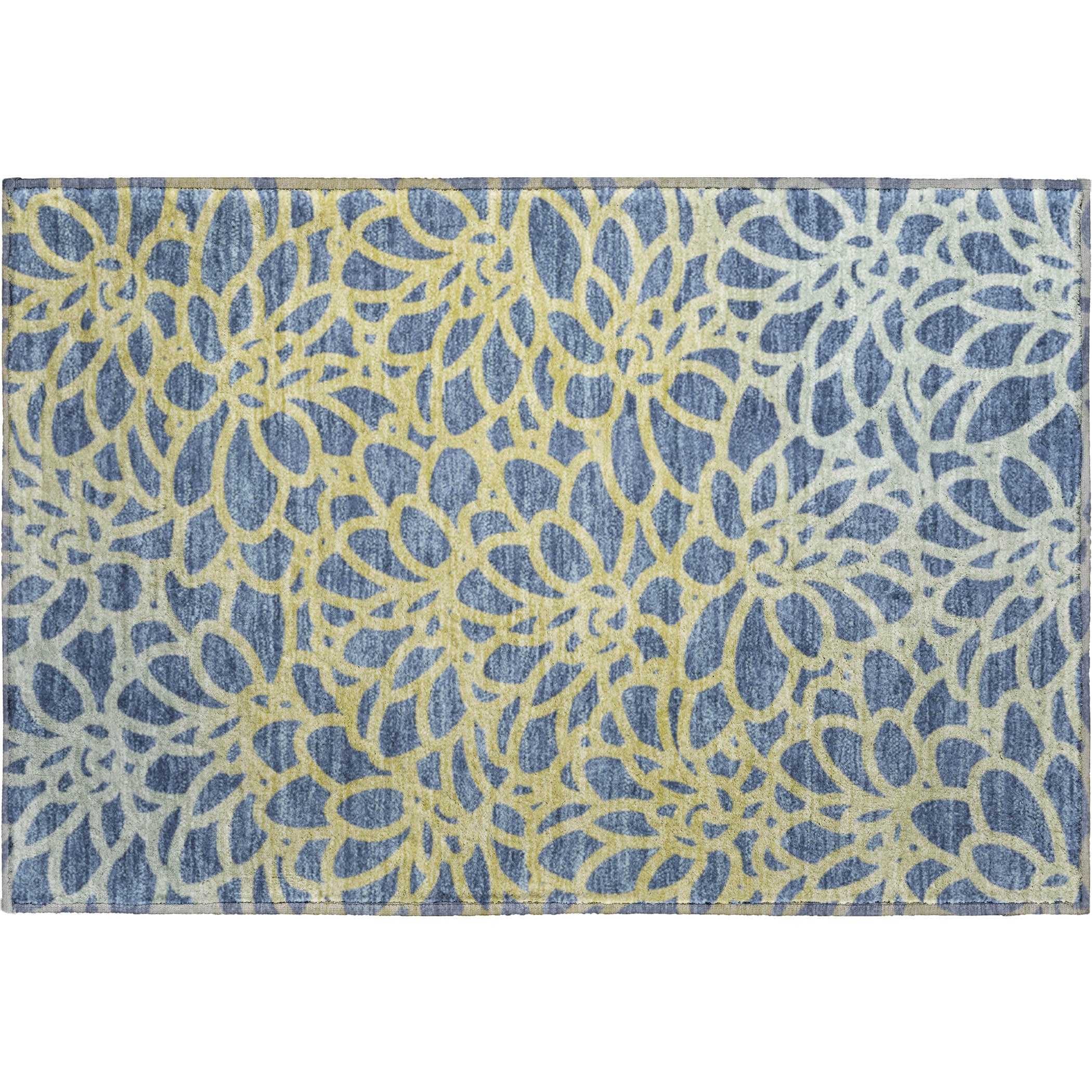 Istanbul Machine Washable Transitional Navy Blue Rug 1'8" x 2'6" #shape_Rectangle