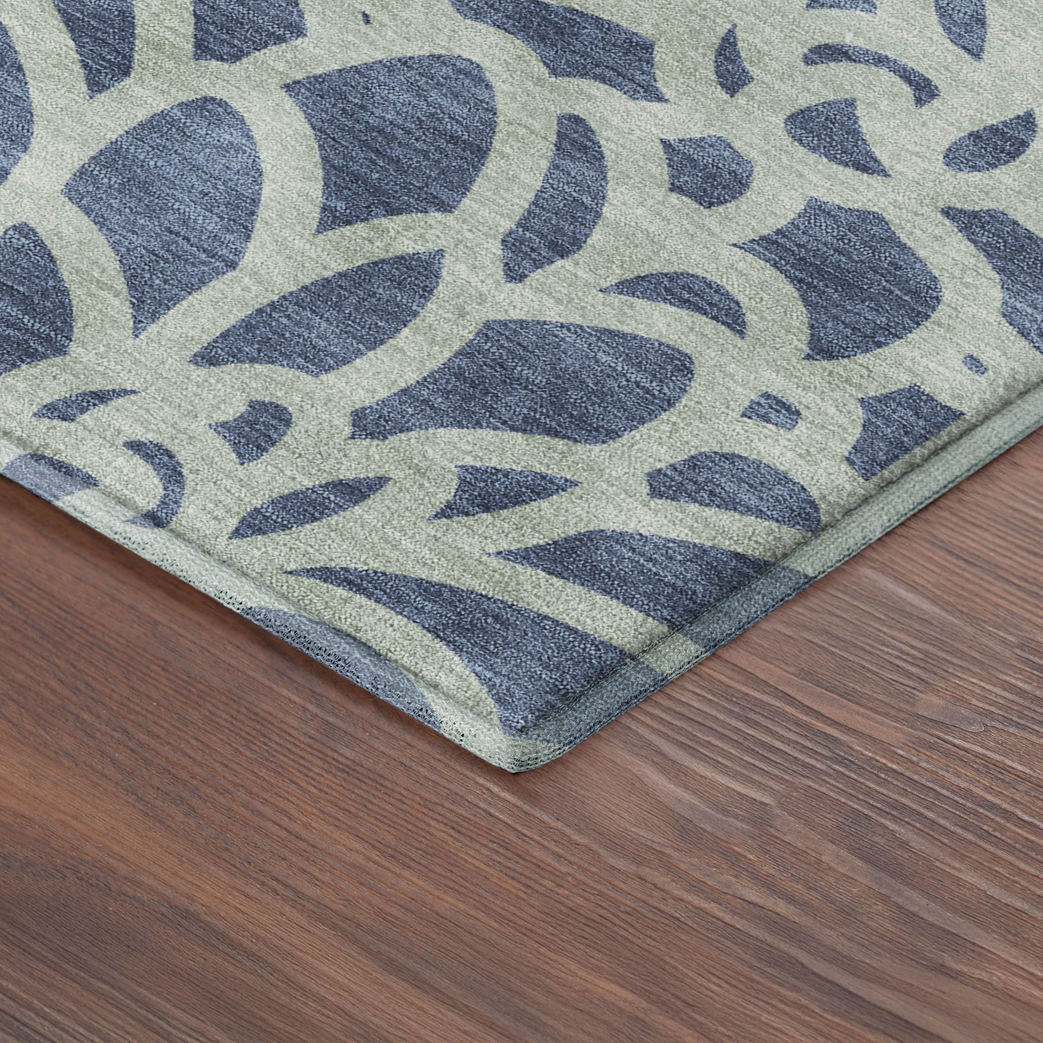 Istanbul Machine Washable Transitional Navy Blue Rug 1'8" x 2'6" #shape_Rectangle