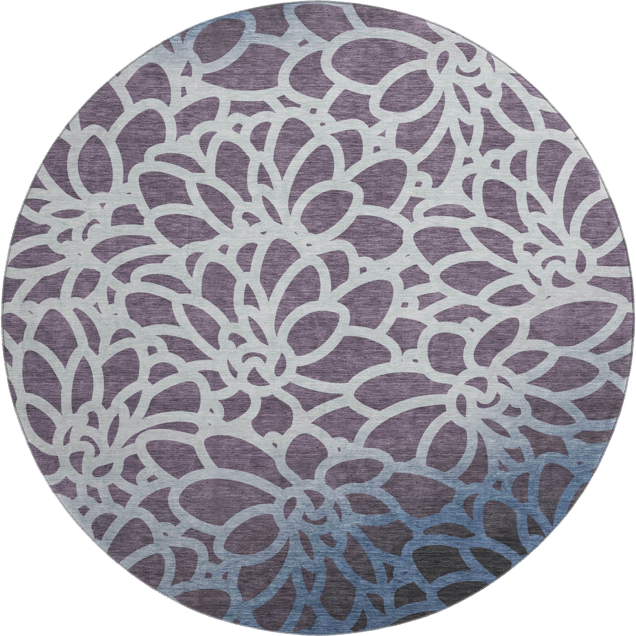 Istanbul Machine Washable Transitional Plum Purple Rug 8' x 8' #shape_Round