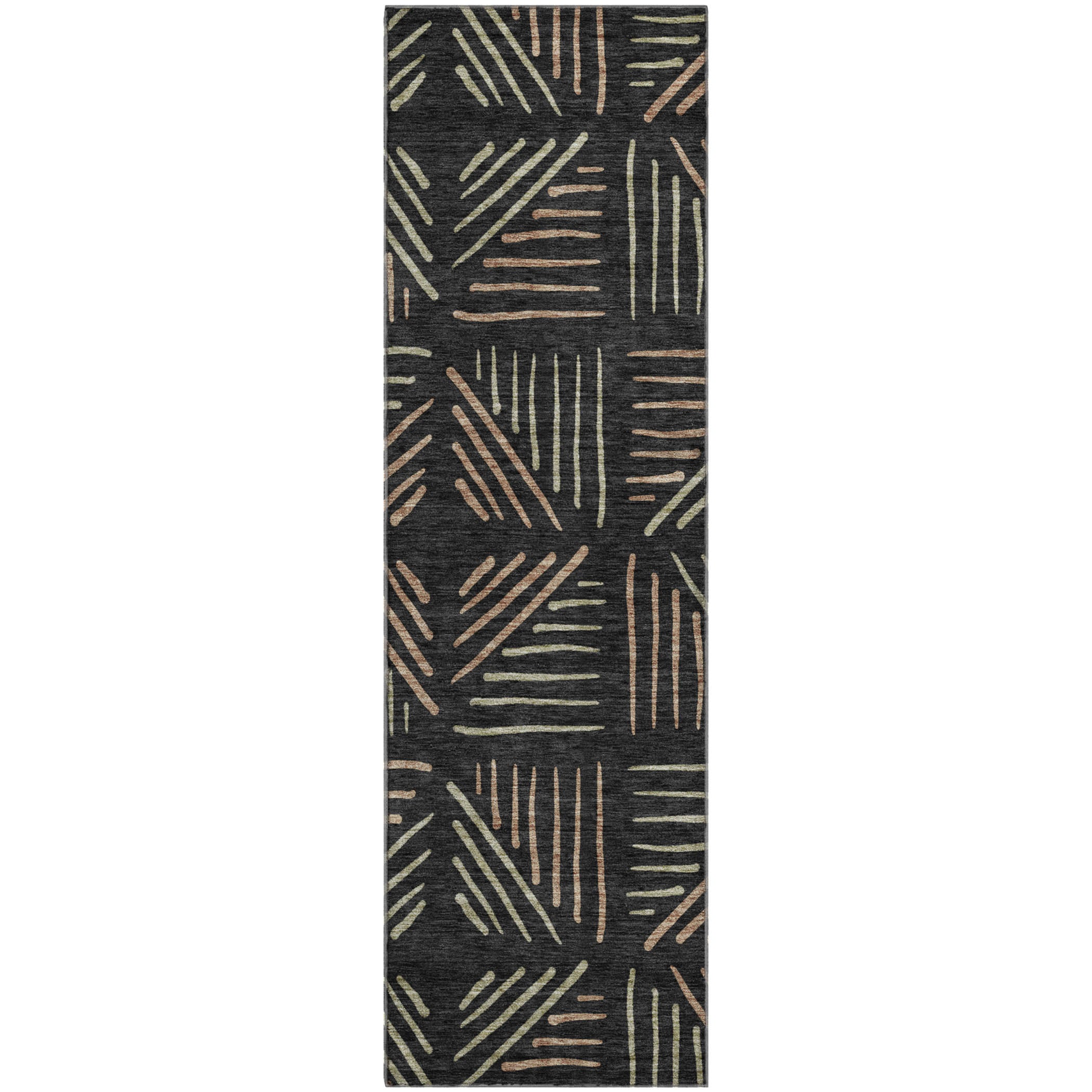 Kyoto Machine Washable Transitional Black Rug 2'3" x 7'6" #shape_Runner