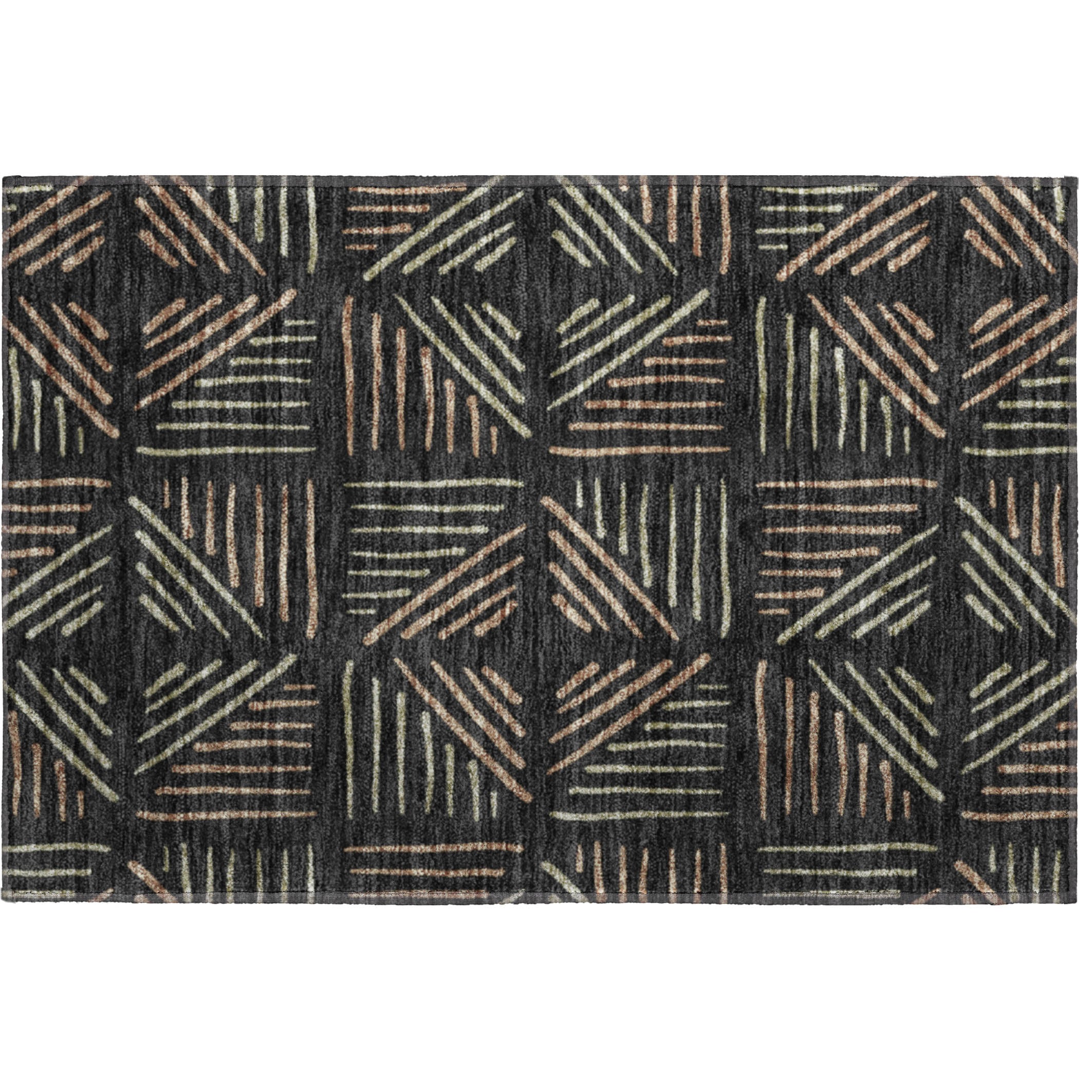 Kyoto Machine Washable Transitional Black Rug 1'8" x 2'6" #shape_Rectangle