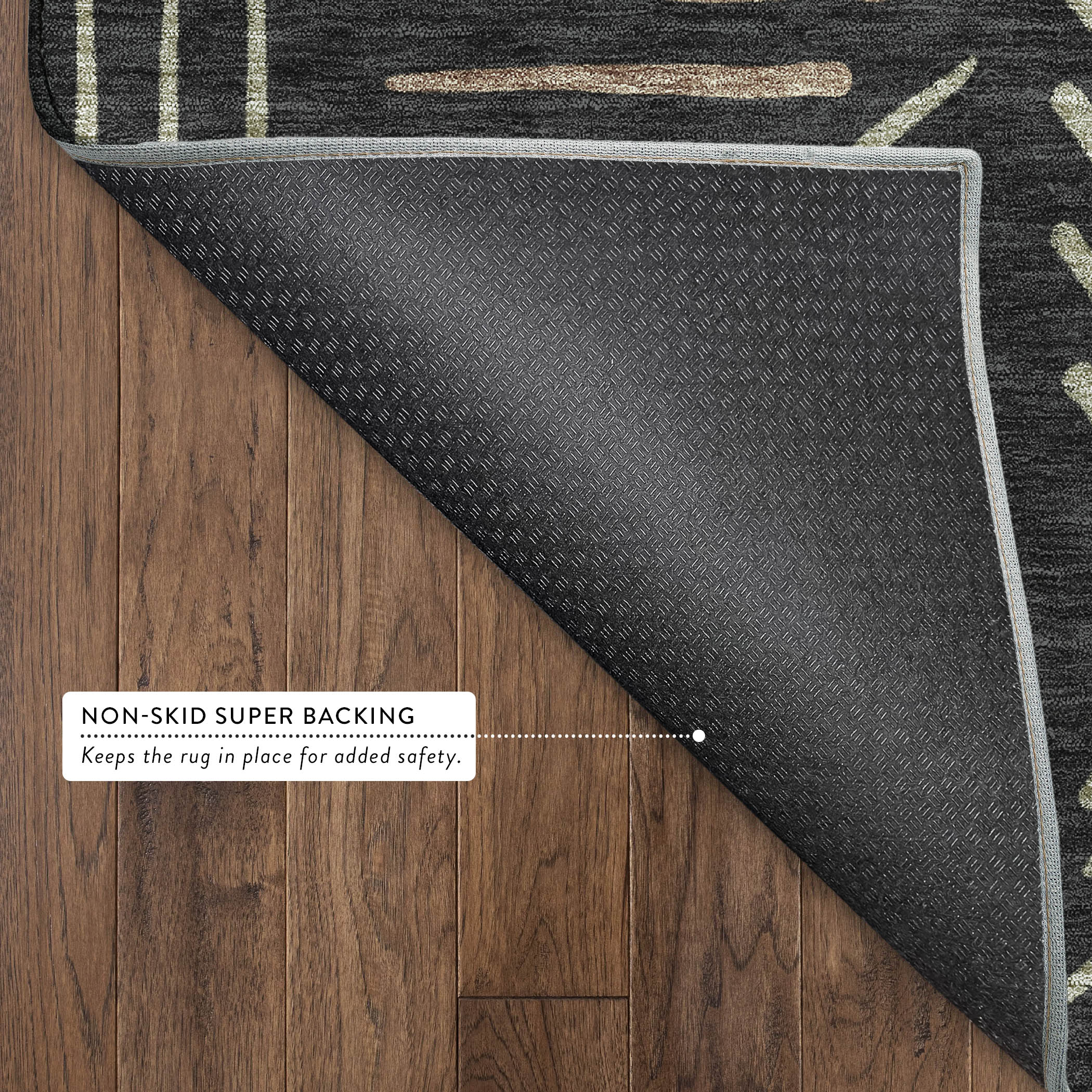 Kyoto Machine Washable Transitional Black Rug 1'8" x 2'6" #shape_Rectangle