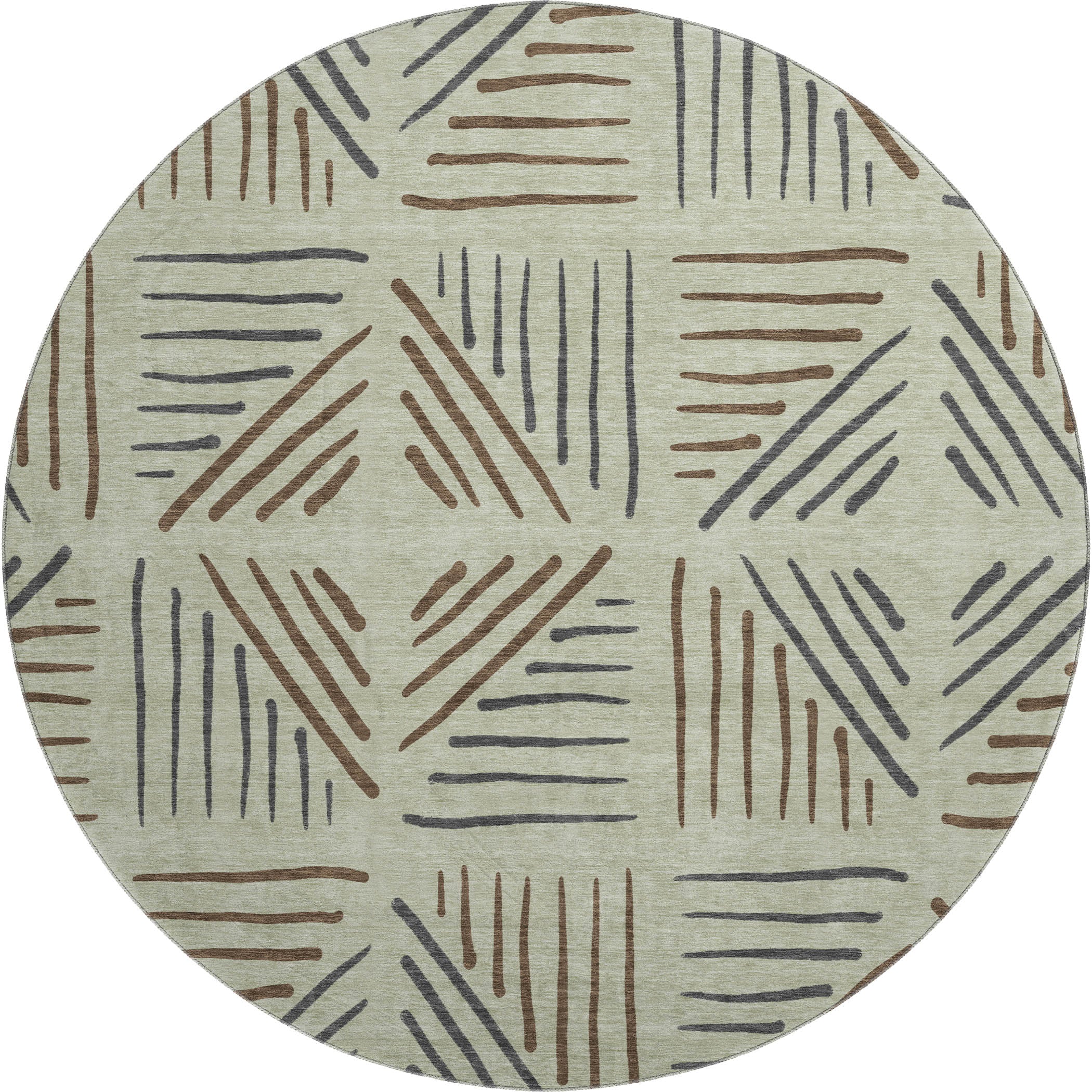 Kyoto Machine Washable Transitional Celery Green Rug 8' x 8' #shape_Round