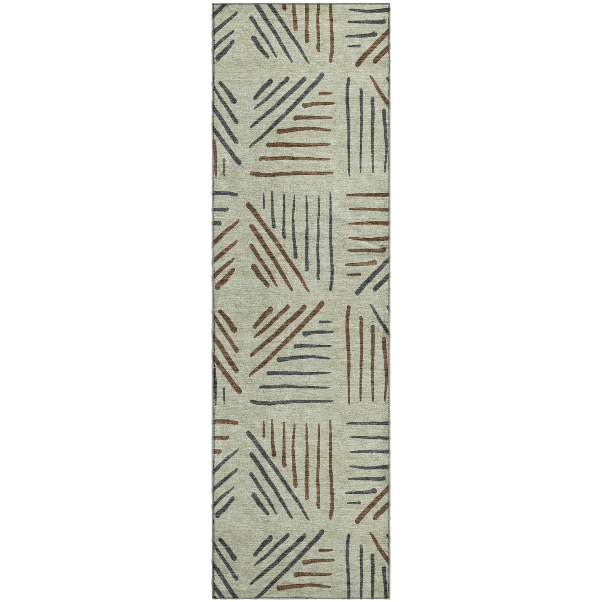 Kyoto Machine Washable Transitional Celery Green Rug 2'3" x 7'6" #shape_Runner