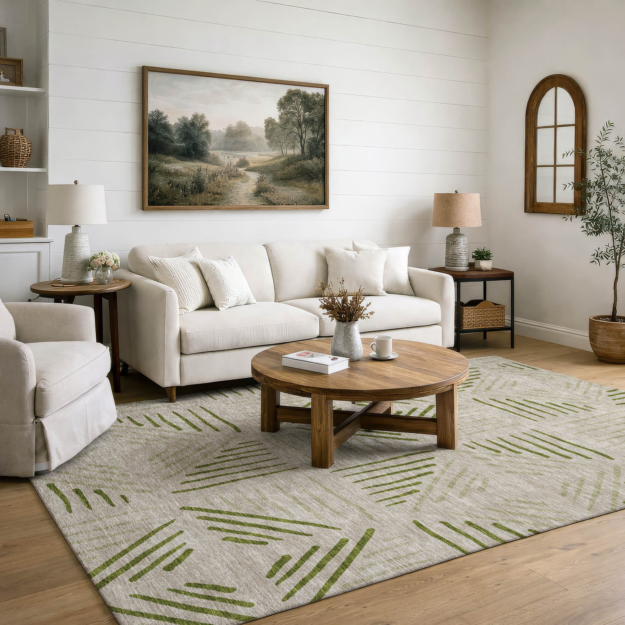 Kyoto Machine Washable Transitional Flax Ivory Rug 3' x 5' #shape_Rectangle