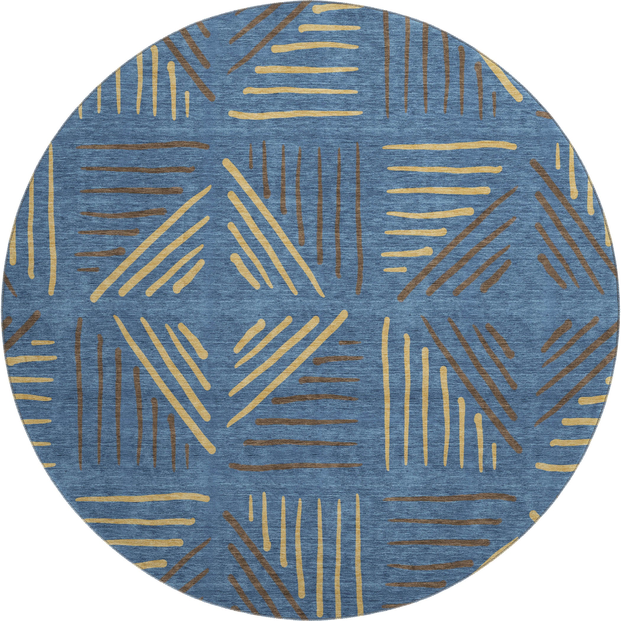 Kyoto Machine Washable Transitional Navy Blue Rug 8' x 8' #shape_Round