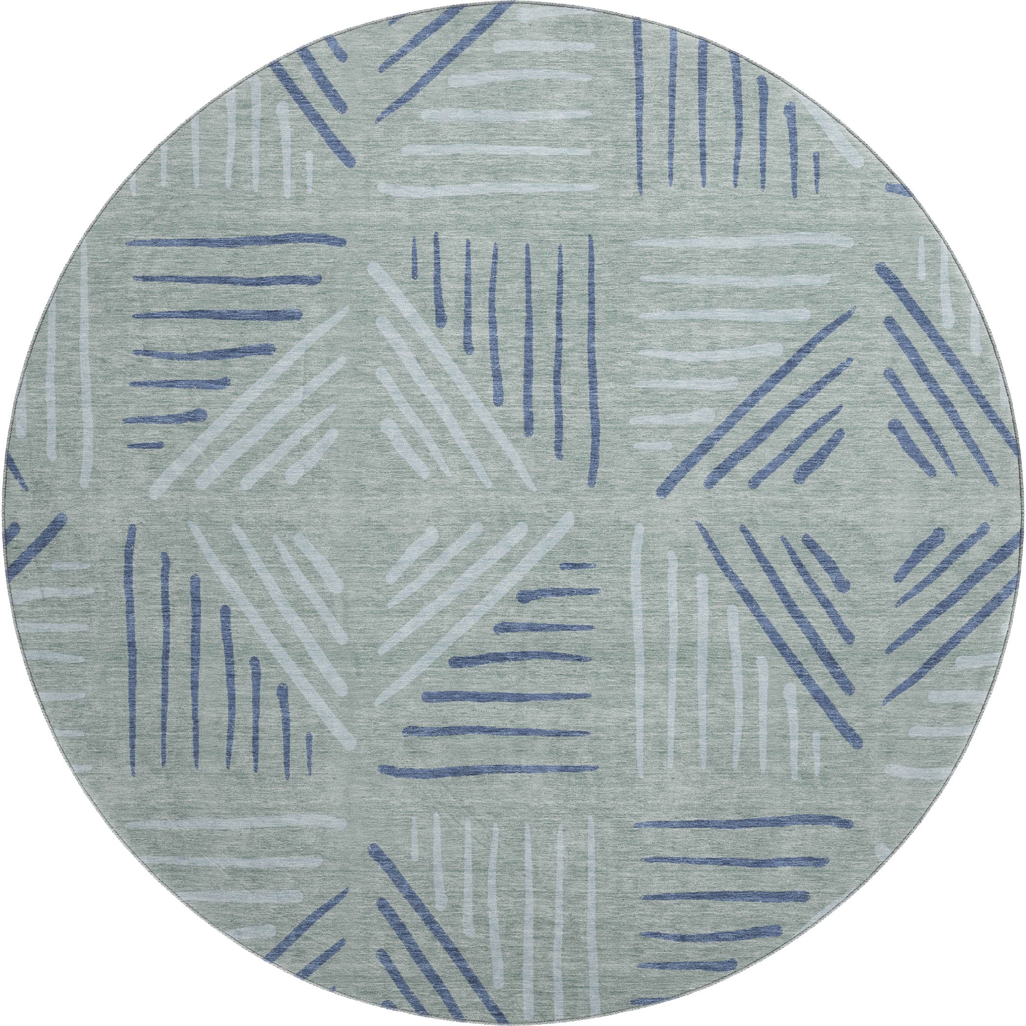 Kyoto Machine Washable Transitional Spa Blue Rug 8' x 8' #shape_Round