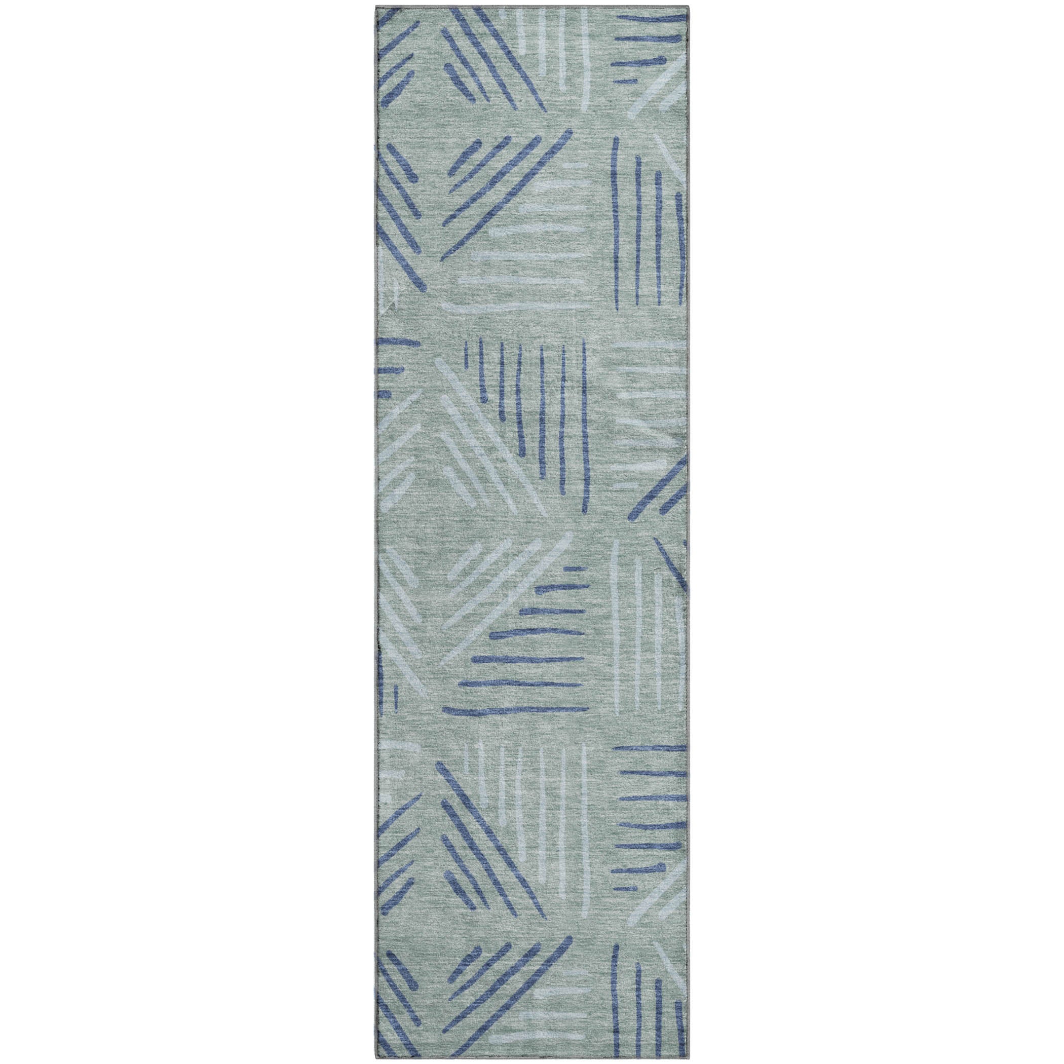 Kyoto Machine Washable Transitional Spa Blue Rug 2'3" x 7'6" #shape_Runner