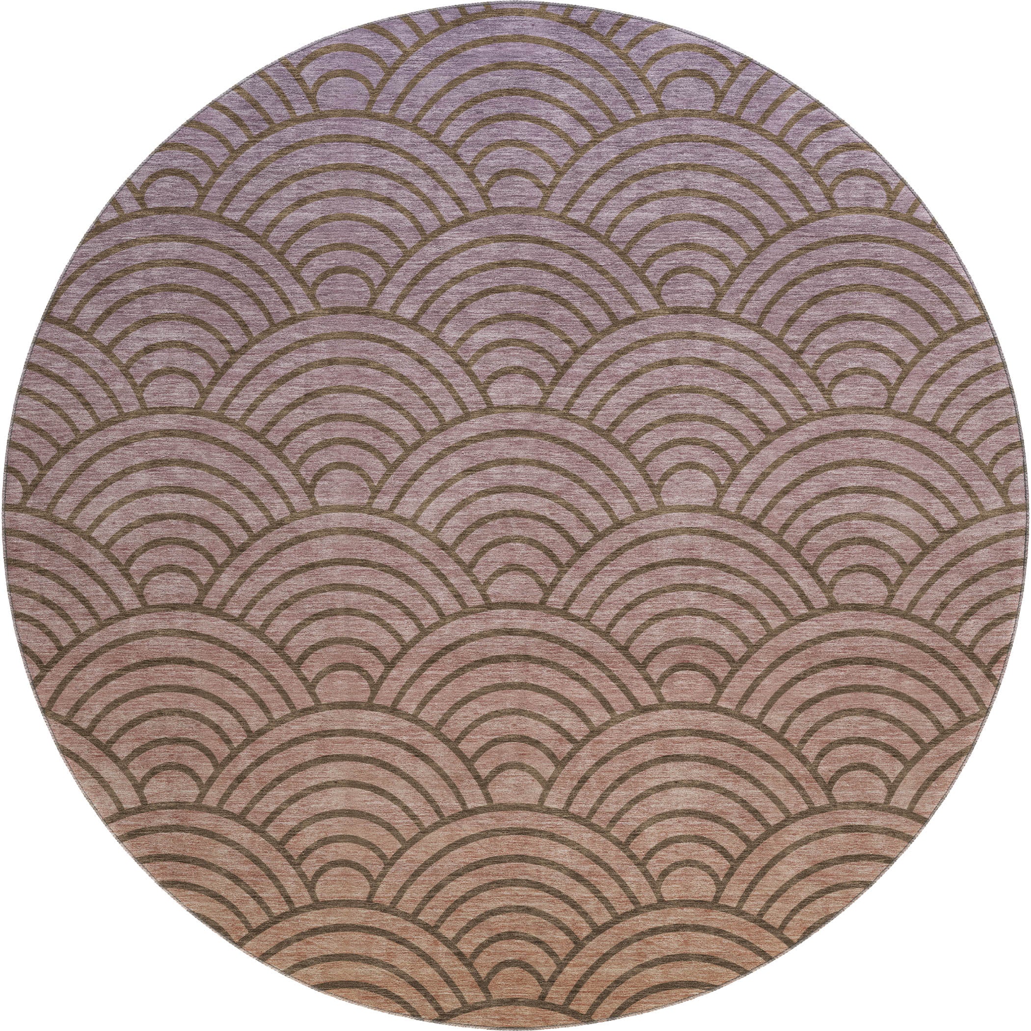 Santorini Machine Washable Transitional Chocolate Brown Rug 8' x 8' #shape_Round
