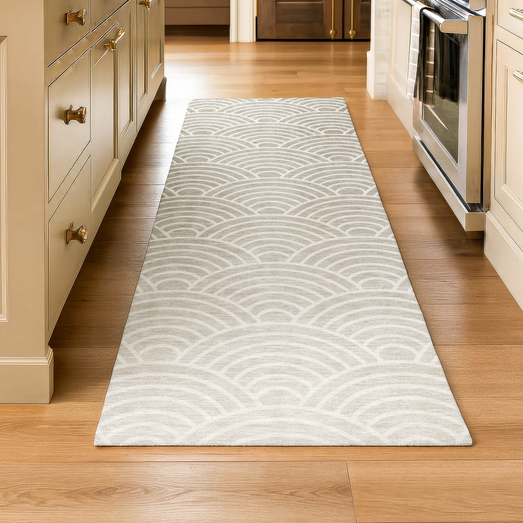 Santorini Machine Washable Transitional Ivory Rug 2'3" x 7'6" #shape_Runner