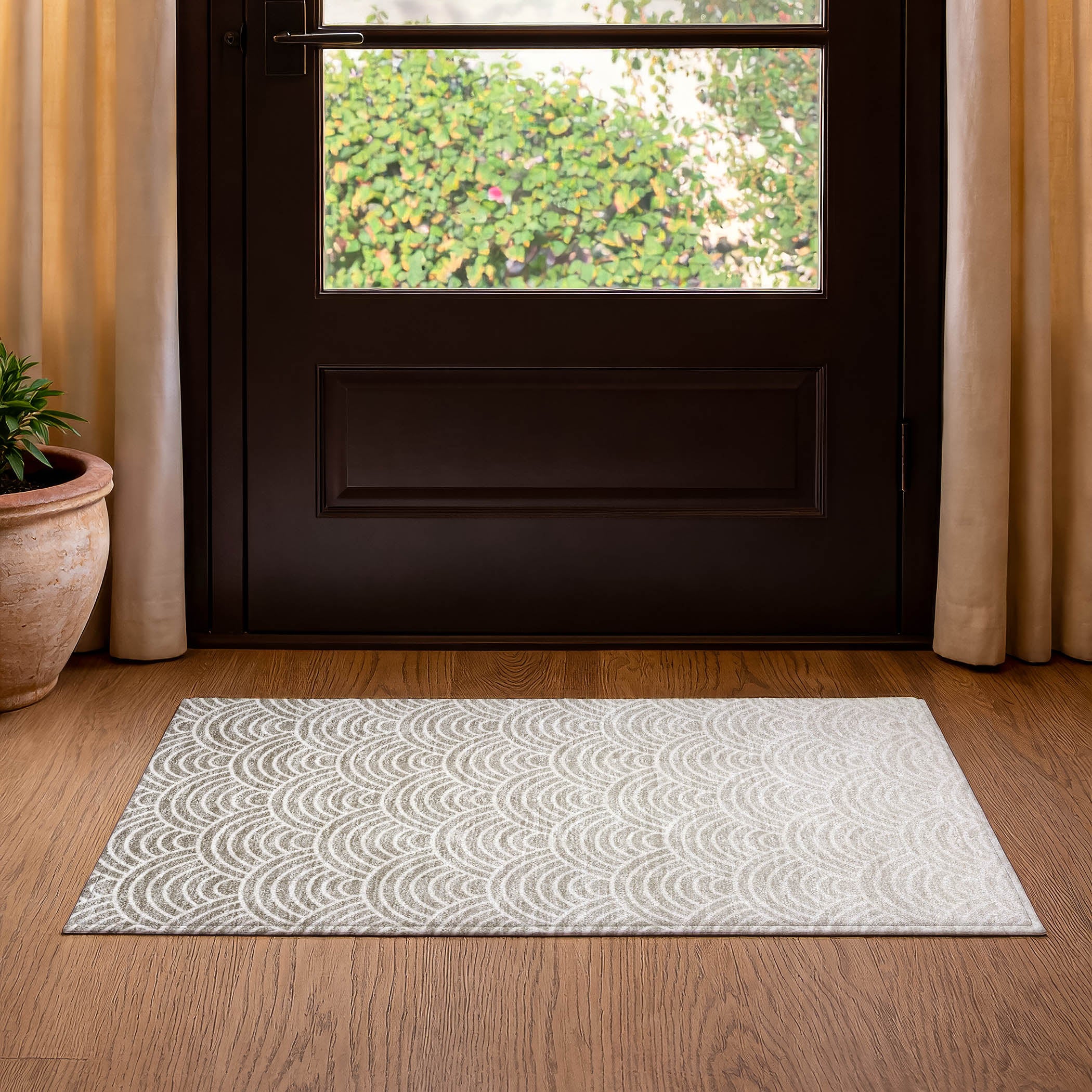 Santorini Machine Washable Transitional Ivory Rug 1'8" x 2'6" #shape_Rectangle