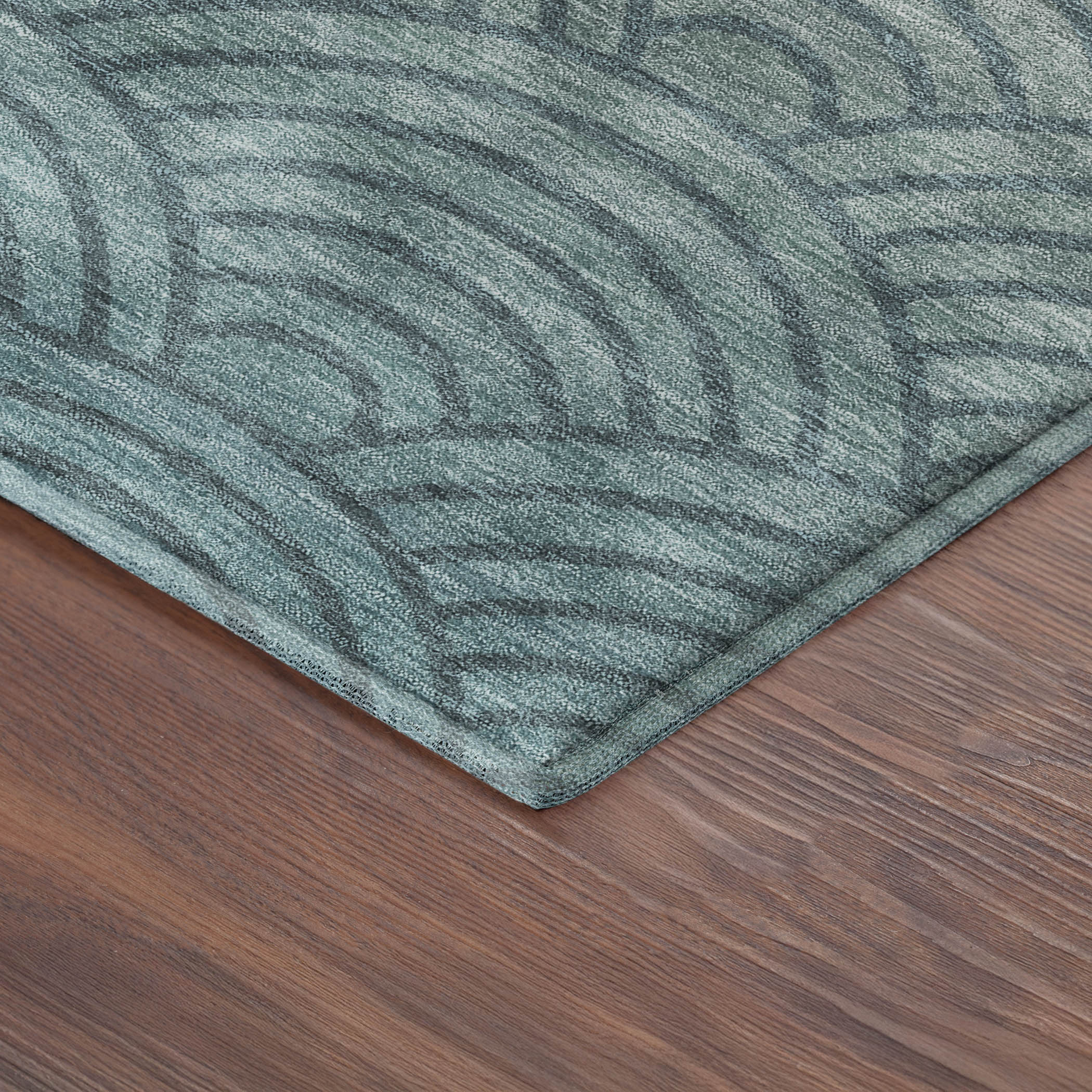 Santorini Machine Washable Transitional Teal Rug 1'8" x 2'6" #shape_Rectangle