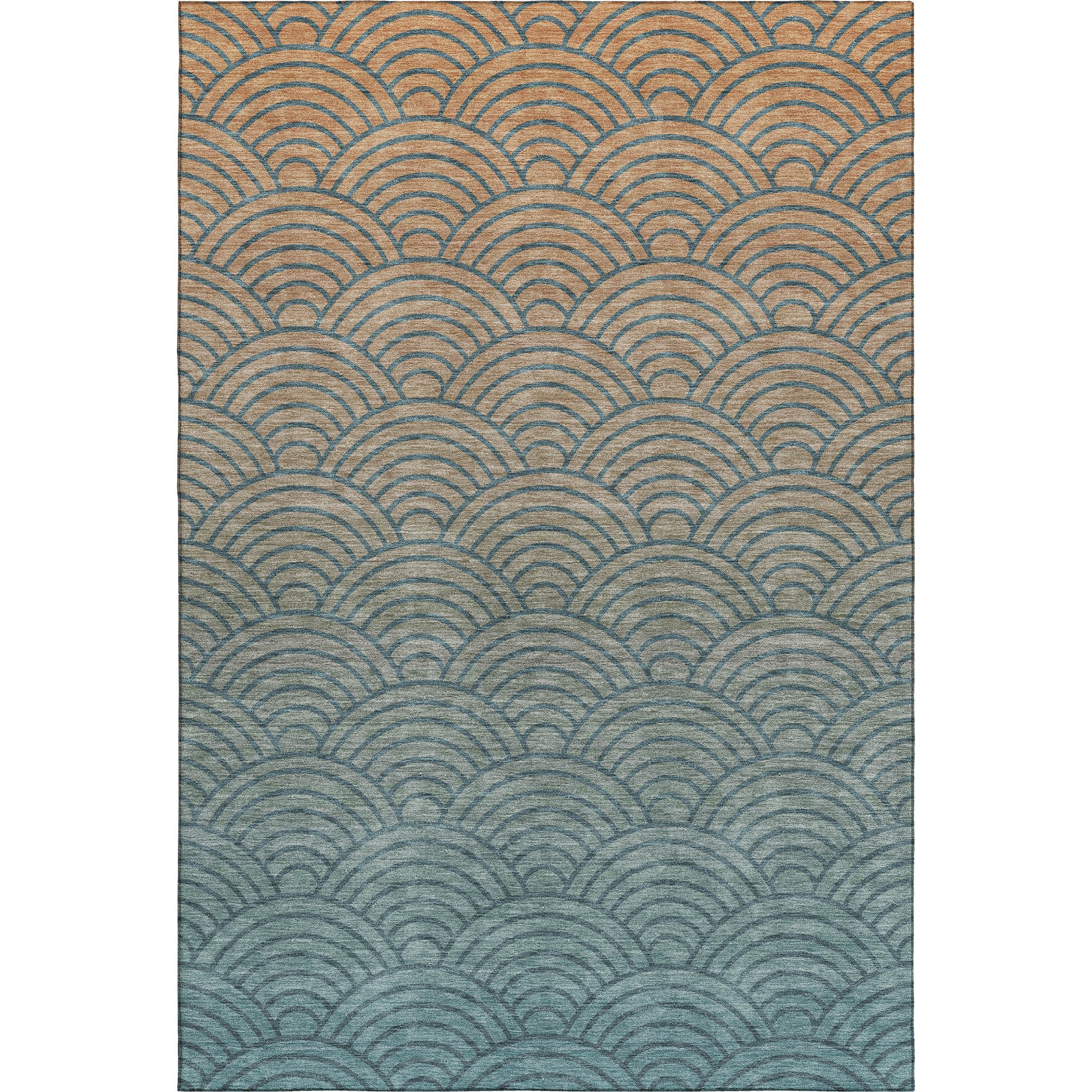 Santorini Machine Washable Transitional Teal Rug 3' x 5' #shape_Rectangle