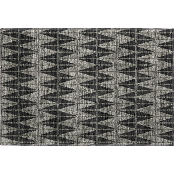 Zanzibar Machine Washable Transitional Black Rug 1'8" x 2'6"