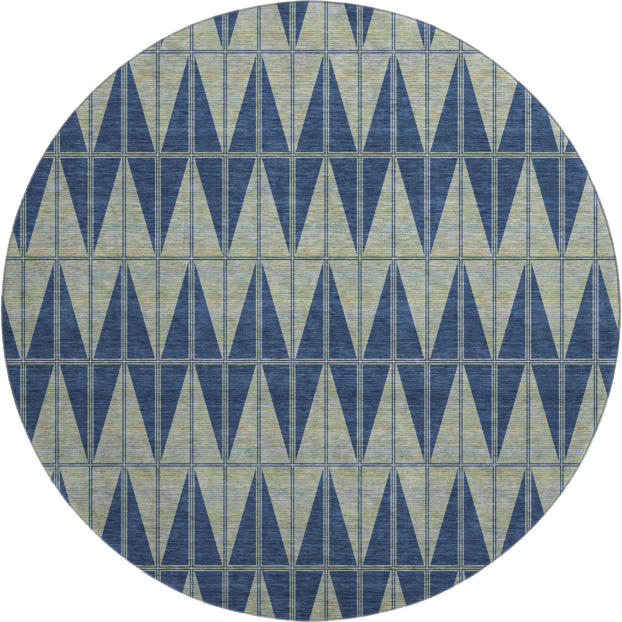 Zanzibar Machine Washable Transitional Navy Blue Rug 8' x 8' #shape_Round