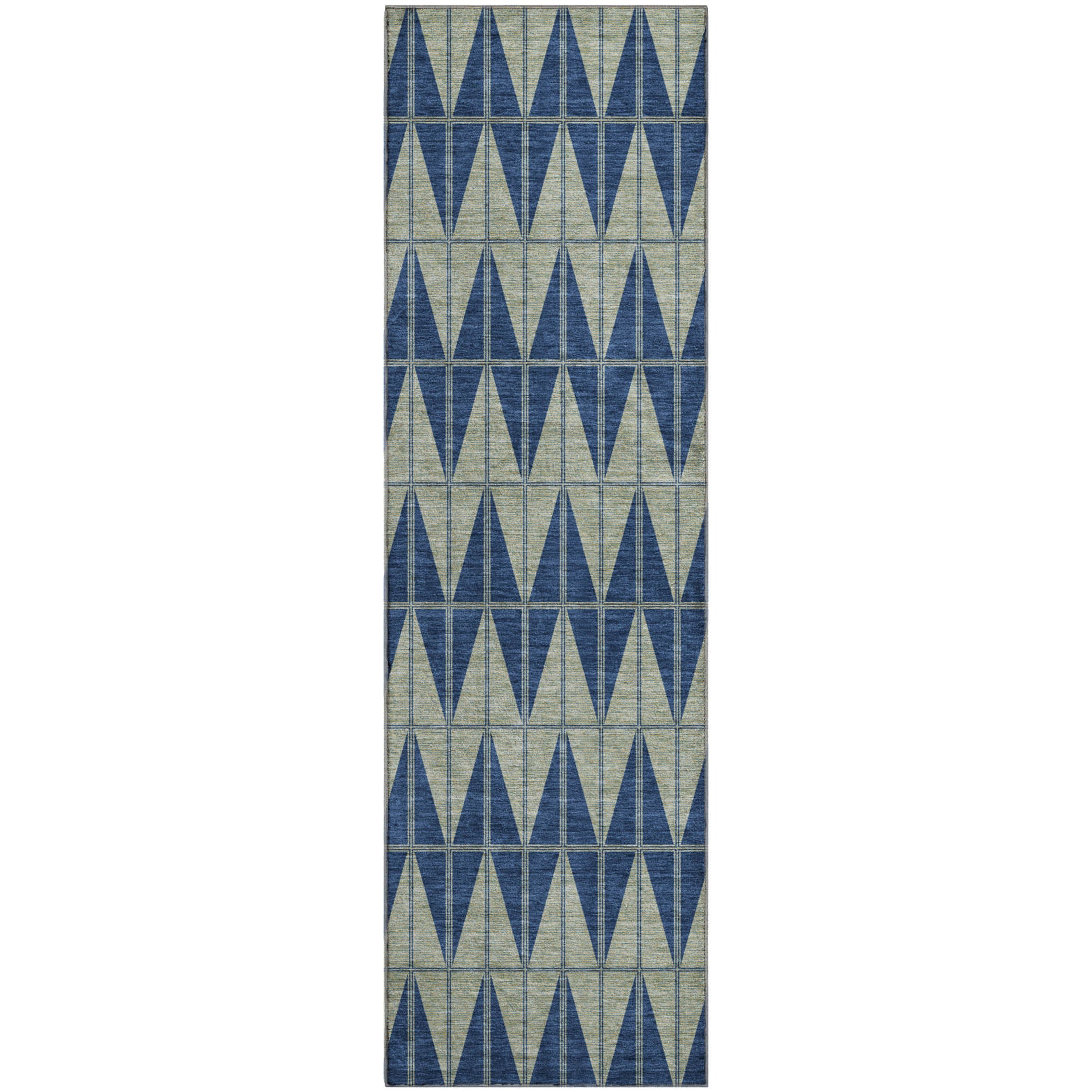Zanzibar Machine Washable Transitional Navy Blue Rug 2'3" x 7'6" #shape_Runner
