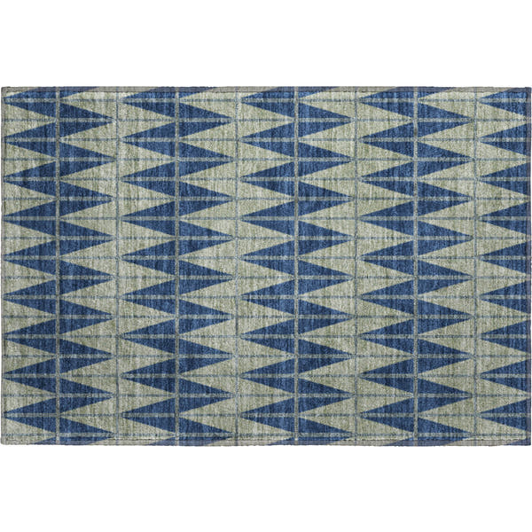 Zanzibar Machine Washable Transitional Navy Blue Rug 1'8" x 2'6"