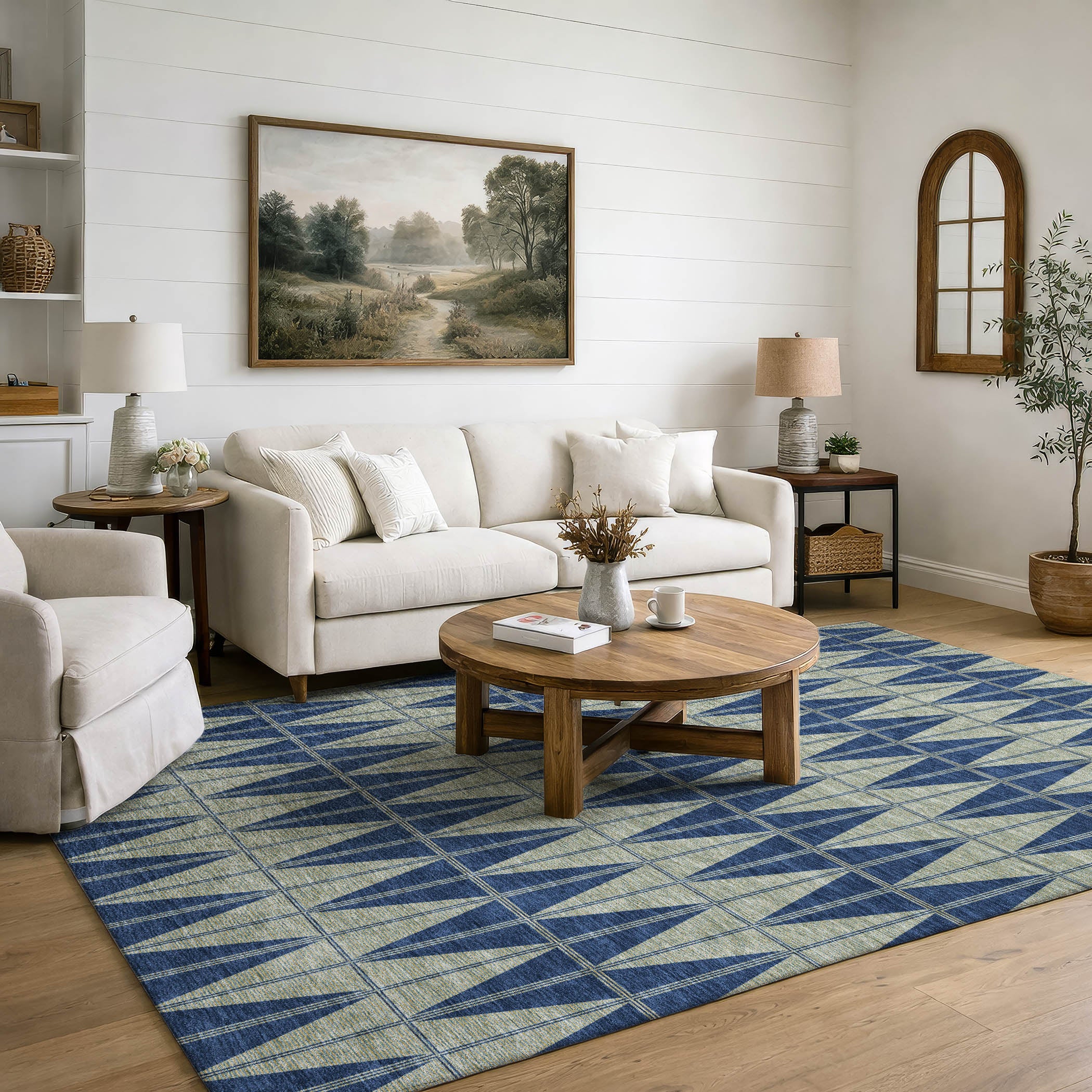 Zanzibar Machine Washable Transitional Navy Blue Rug 3' x 5' #shape_Rectangle