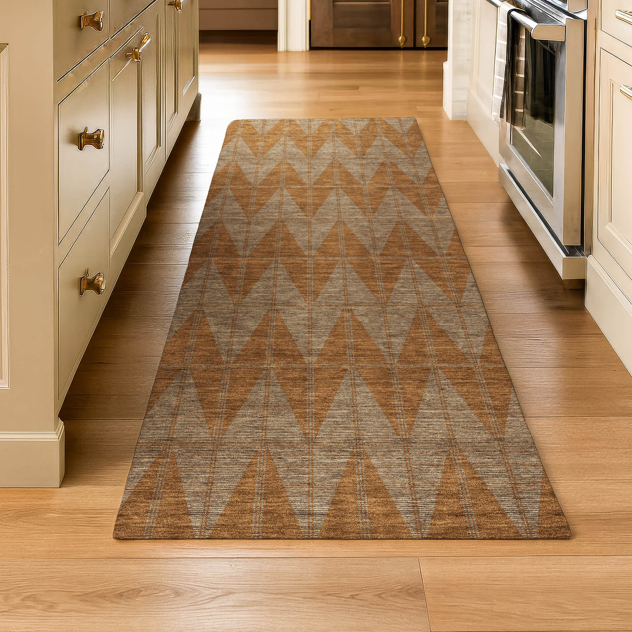 Zanzibar Machine Washable Transitional Paprika Orange Rug 2'3" x 7'6" #shape_Runner