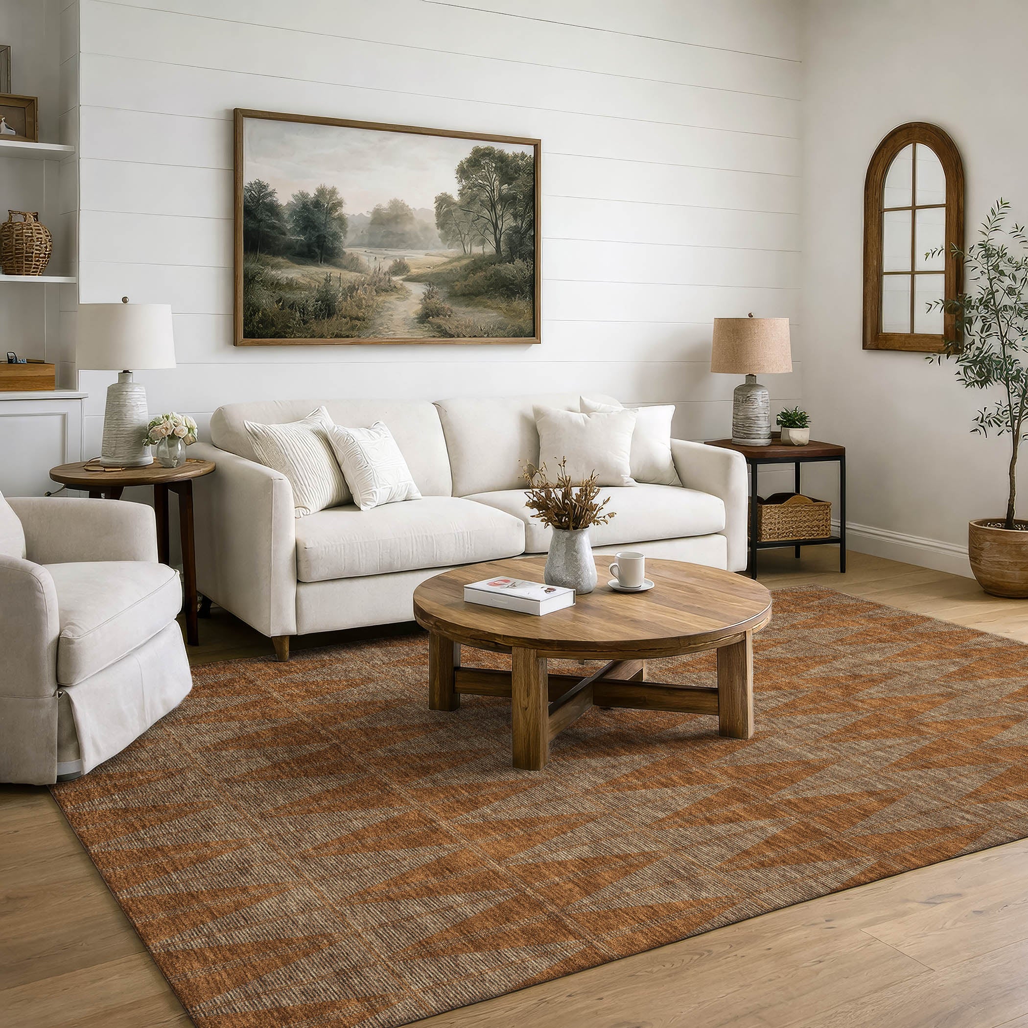 Zanzibar Machine Washable Transitional Paprika Orange Rug 3' x 5' #shape_Rectangle