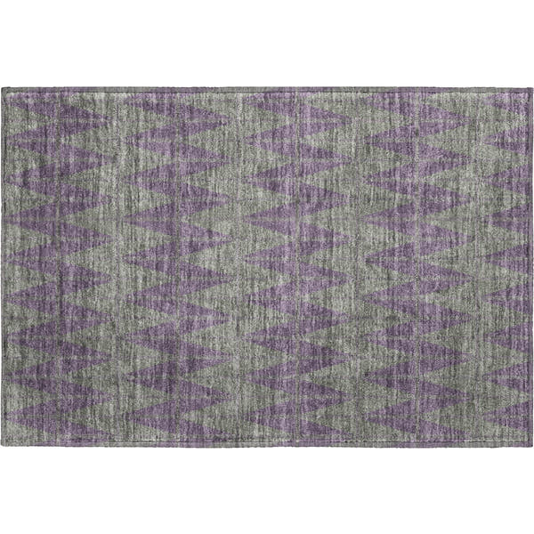 Zanzibar Machine Washable Transitional Plum Purple Rug 1'8" x 2'6"