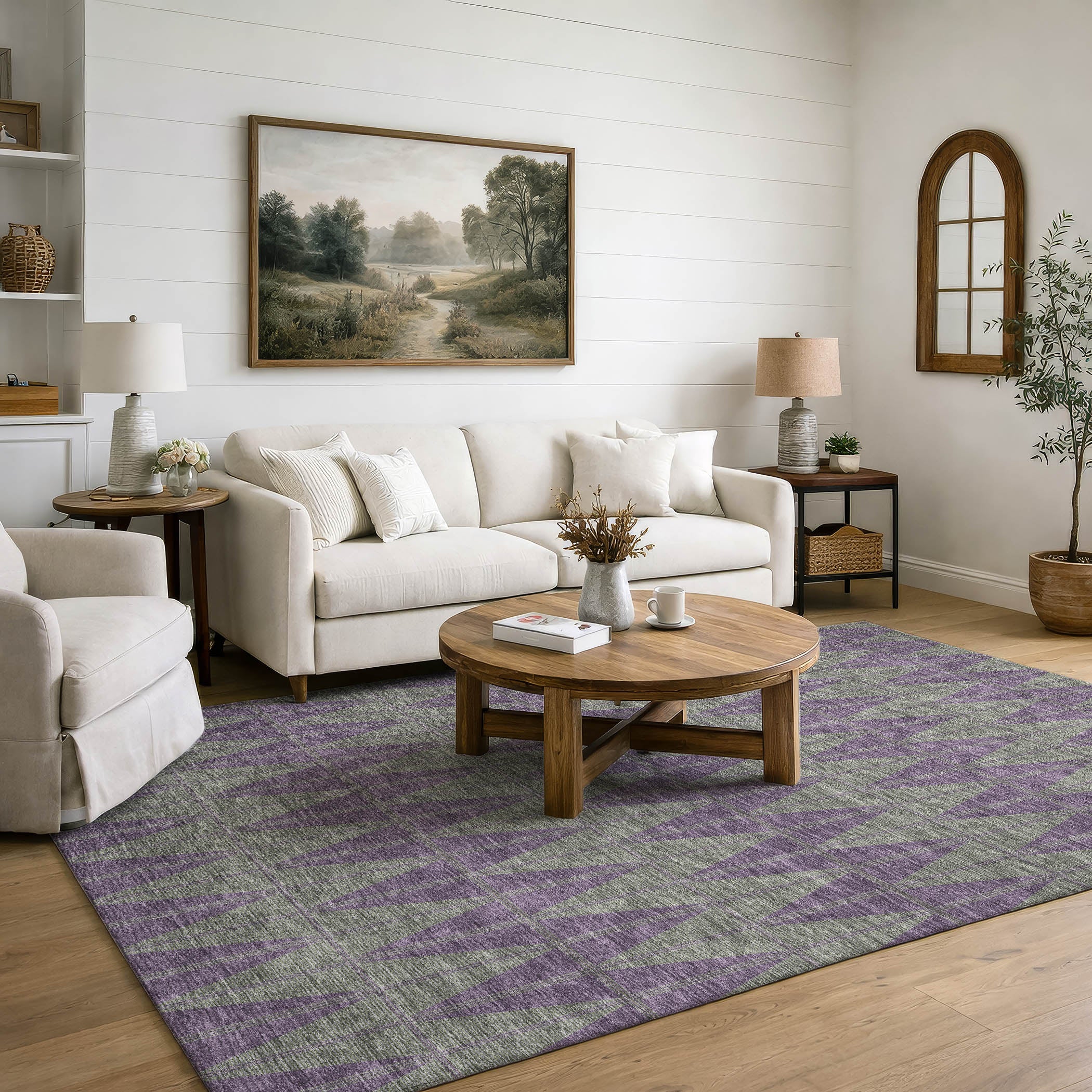 Zanzibar Machine Washable Transitional Plum Purple Rug 3' x 5' #shape_Rectangle