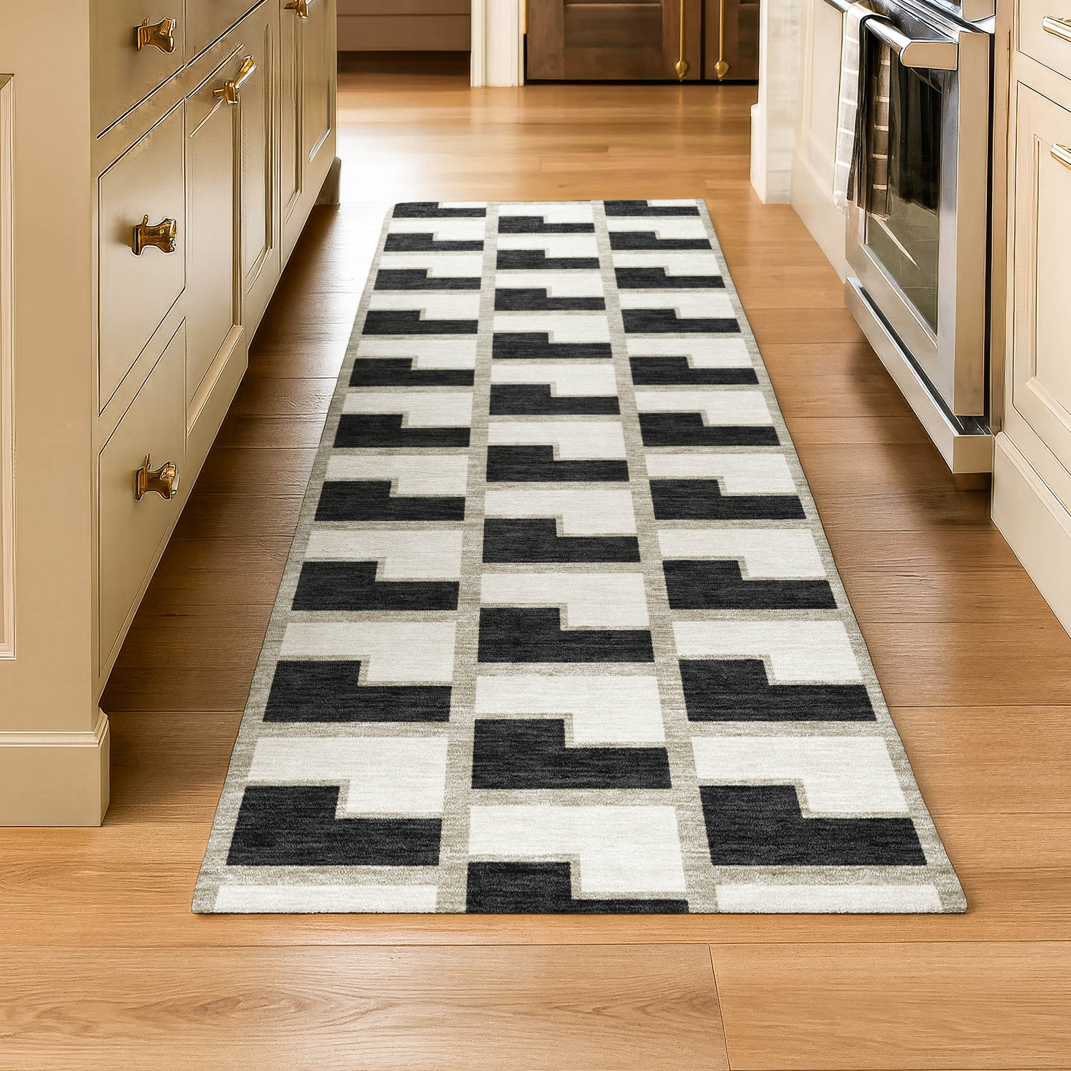 Chiang Mai Machine Washable Transitional Black Rug 2'3" x 7'6" #shape_Runner
