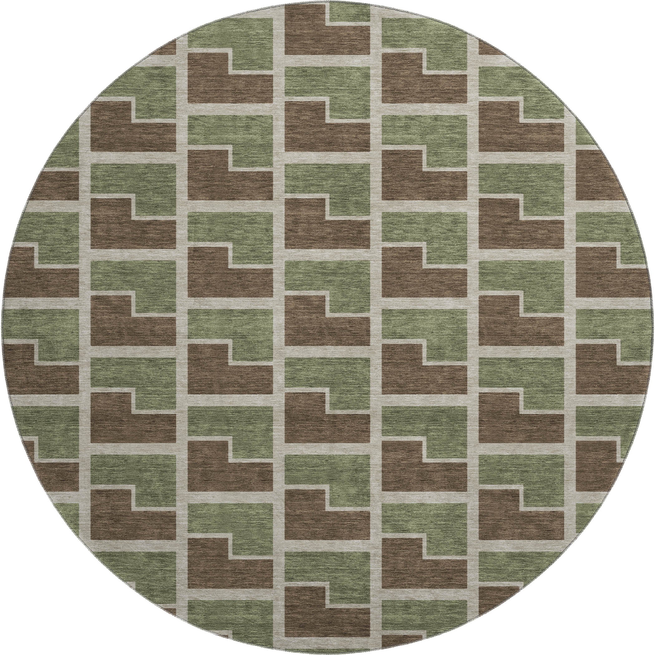 Chiang Mai Machine Washable Transitional Chocolate Brown Rug 8' x 8' #shape_Round