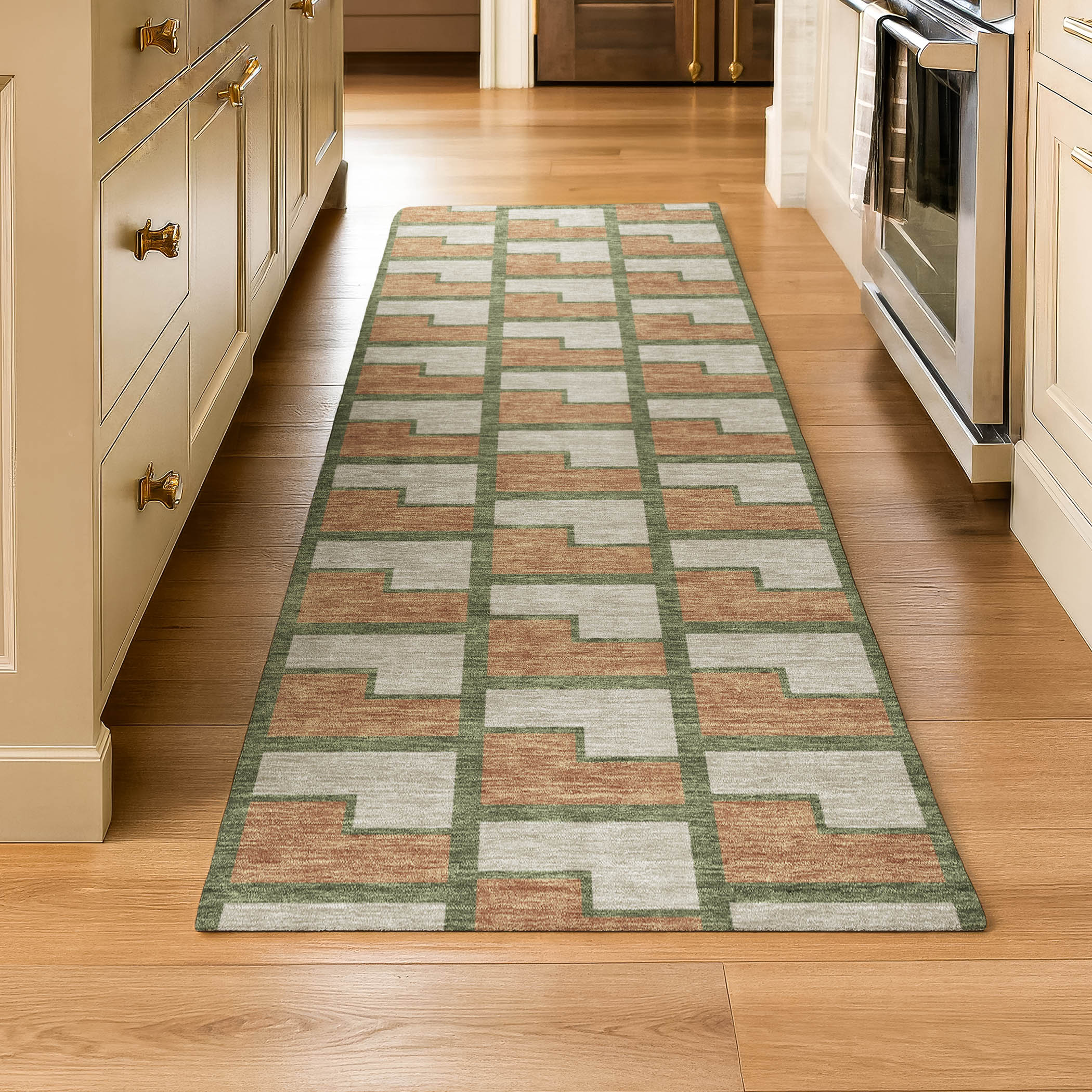 Chiang Mai Machine Washable Transitional Copper Orange Rug 2'3" x 7'6" #shape_Runner