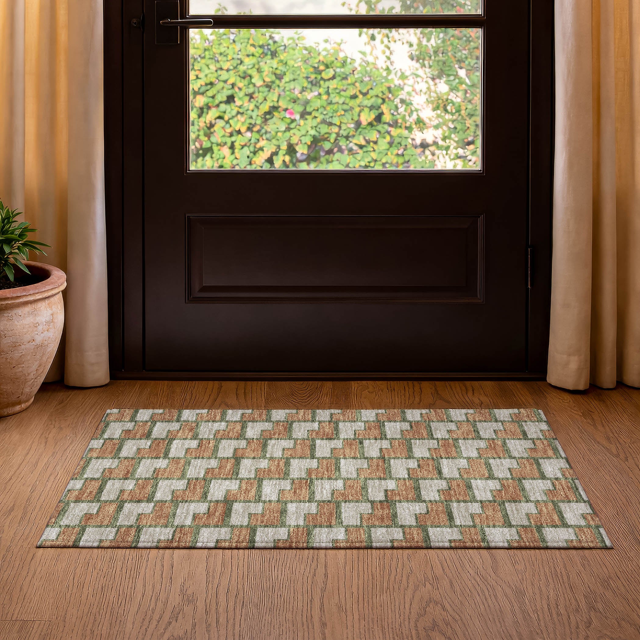 Chiang Mai Machine Washable Transitional Copper Orange Rug 1'8" x 2'6" #shape_Rectangle
