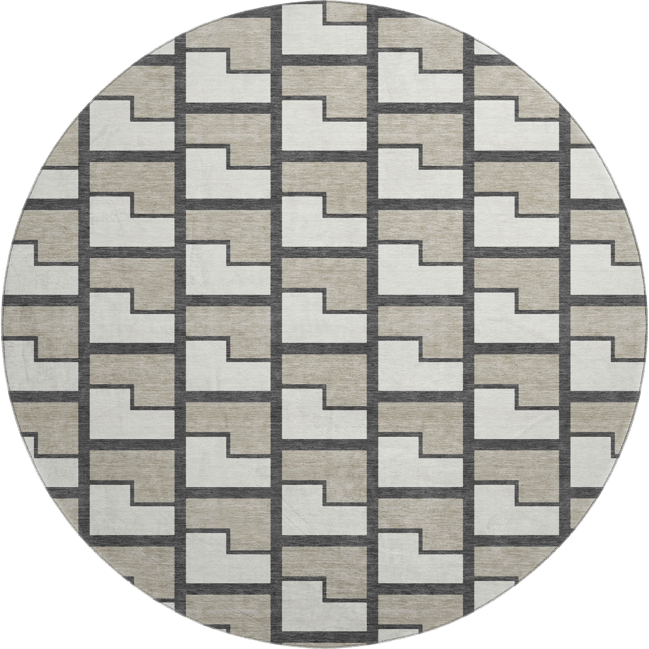 Chiang Mai Machine Washable Transitional Ivory Rug 8' x 8' #shape_Round