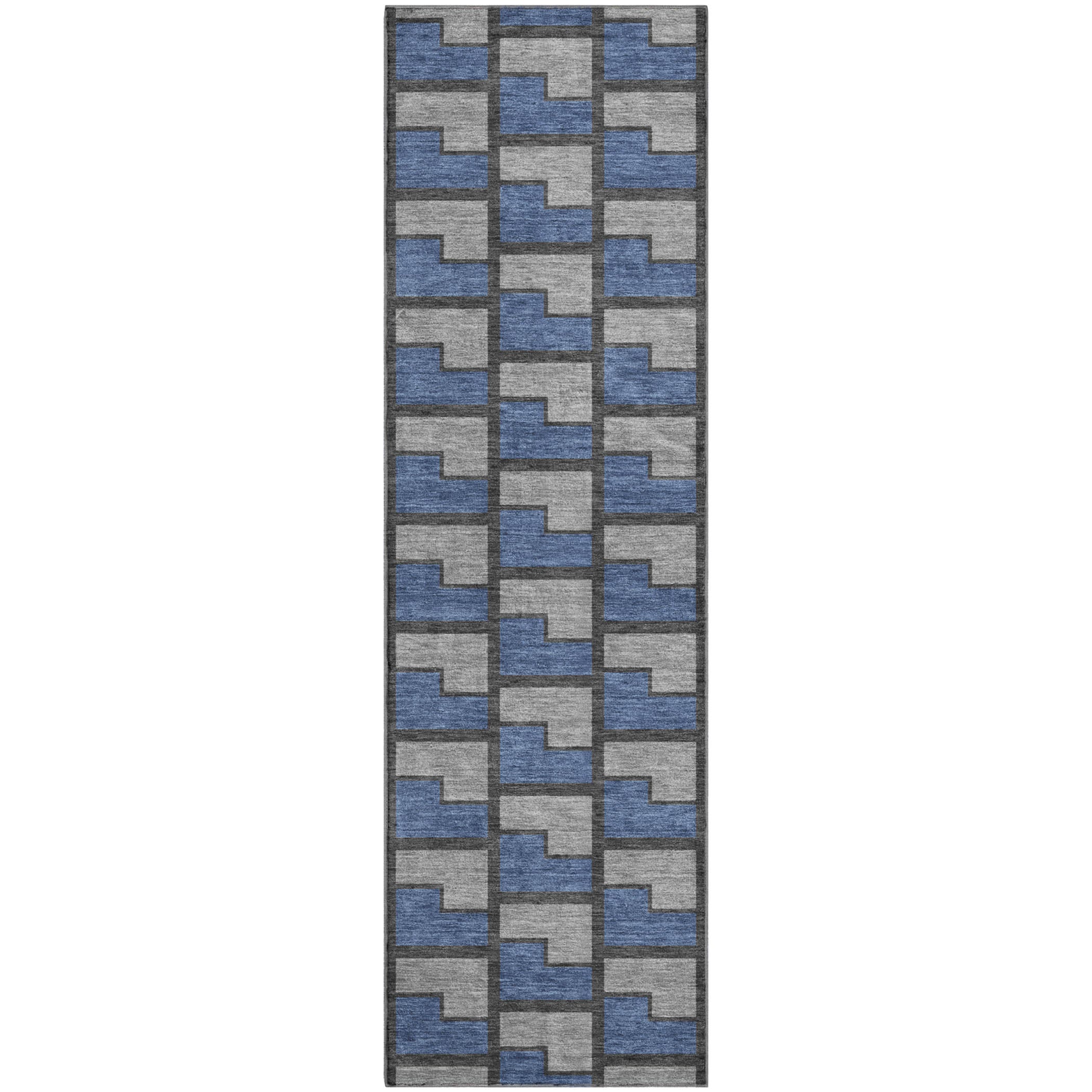 Chiang Mai Machine Washable Transitional Navy Blue Rug 2'3" x 7'6" #shape_Runner