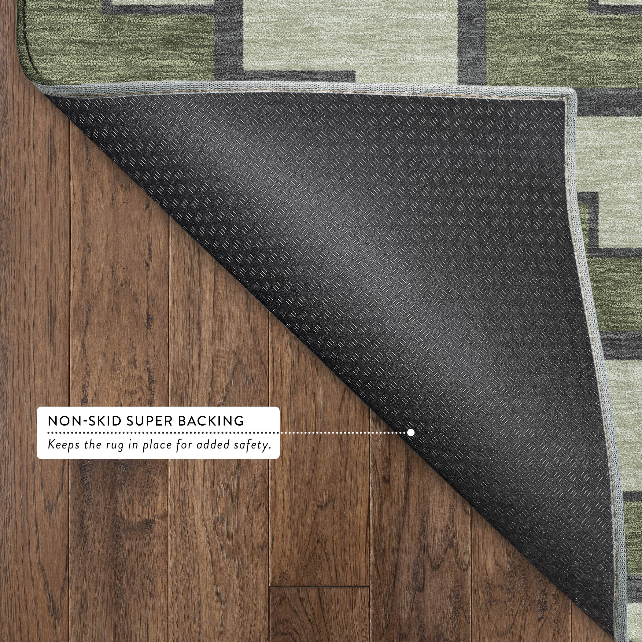 Chiang Mai Machine Washable Transitional Olive Green Rug 1'8" x 2'6" #shape_Rectangle