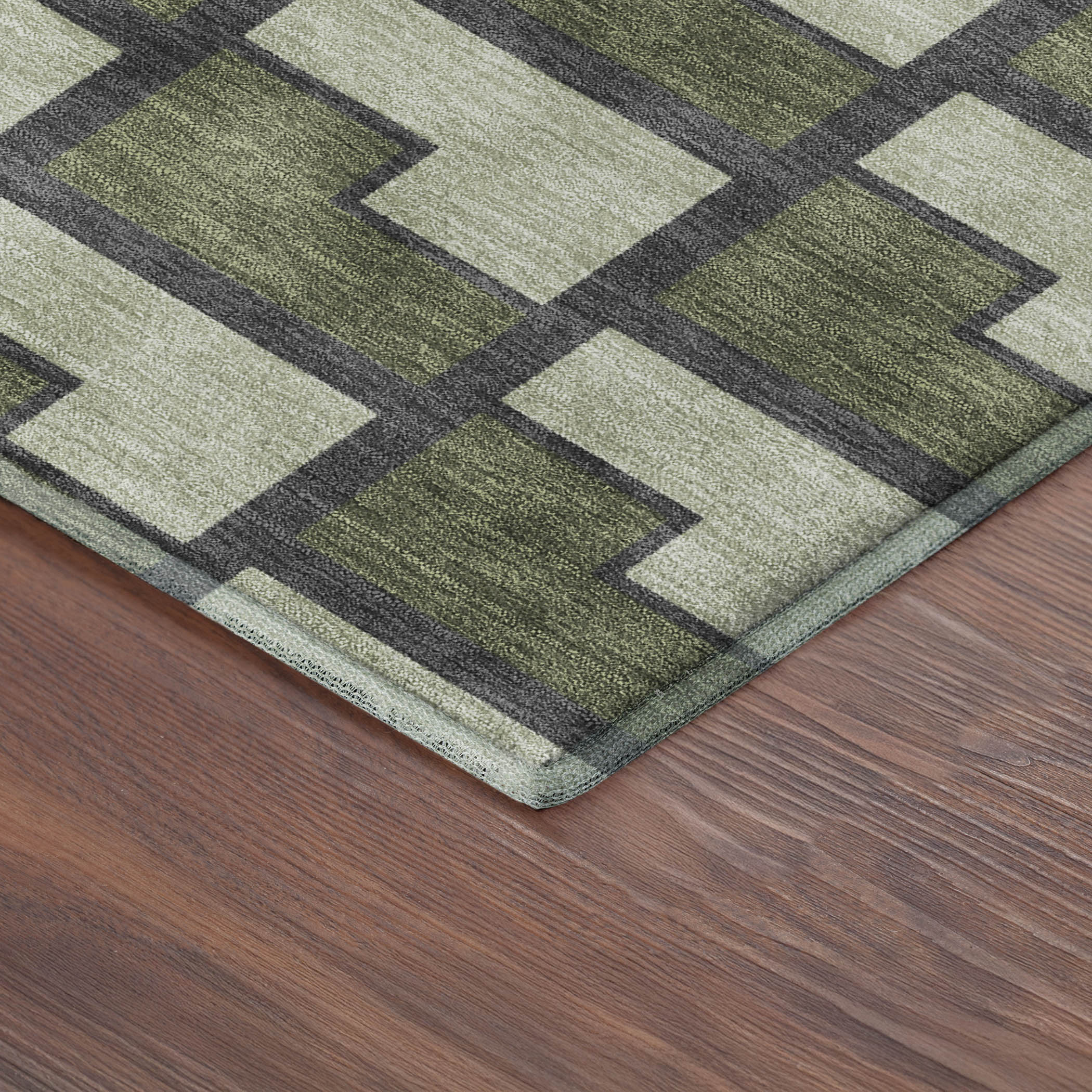Chiang Mai Machine Washable Transitional Olive Green Rug 1'8" x 2'6" #shape_Rectangle