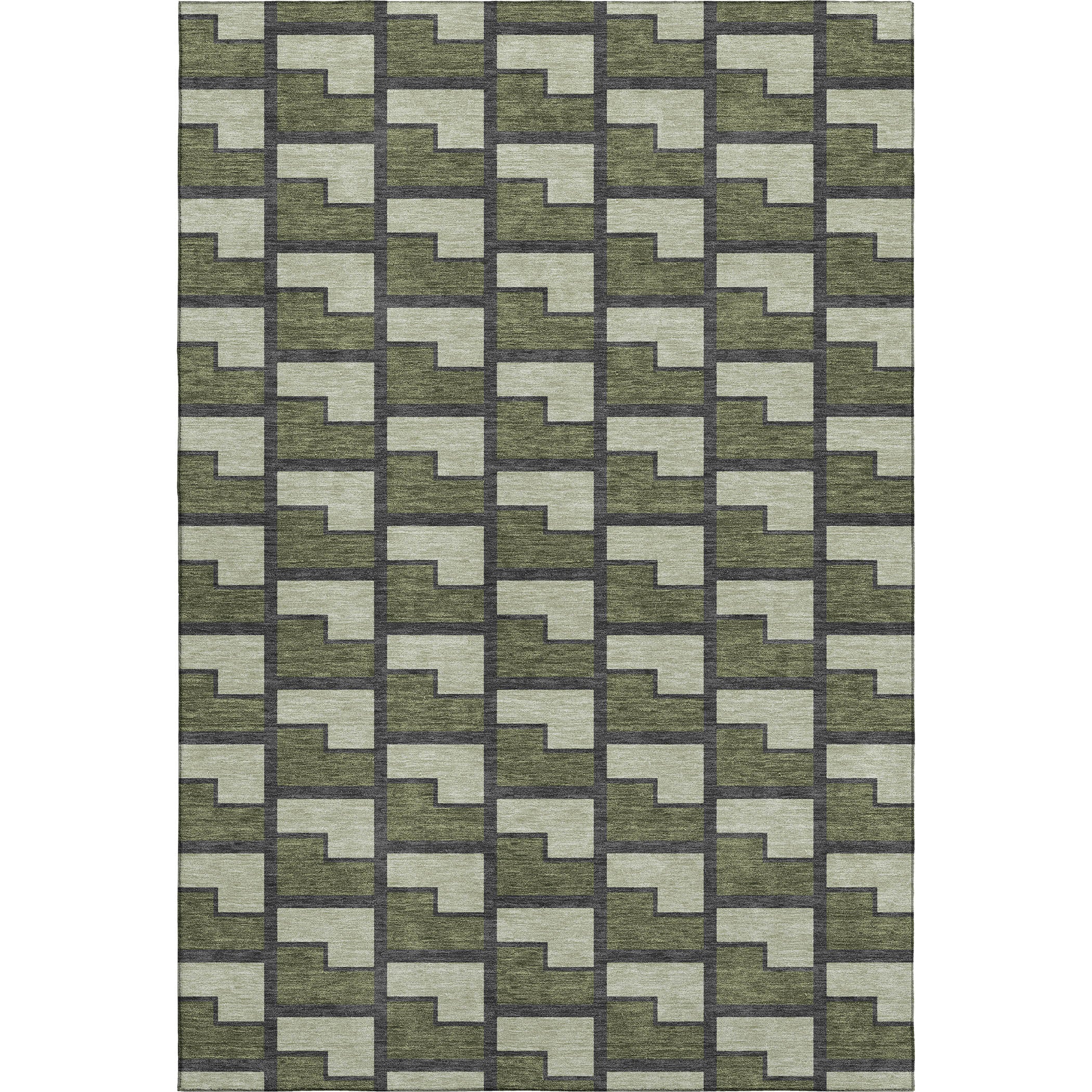 Chiang Mai Machine Washable Transitional Olive Green Rug 3' x 5' #shape_Rectangle