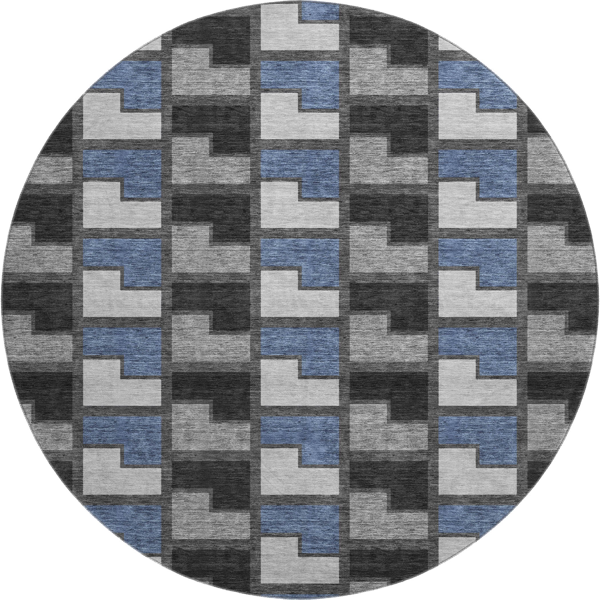 Antigua Machine Washable Transitional Black Rug 8' x 8' #shape_Round
