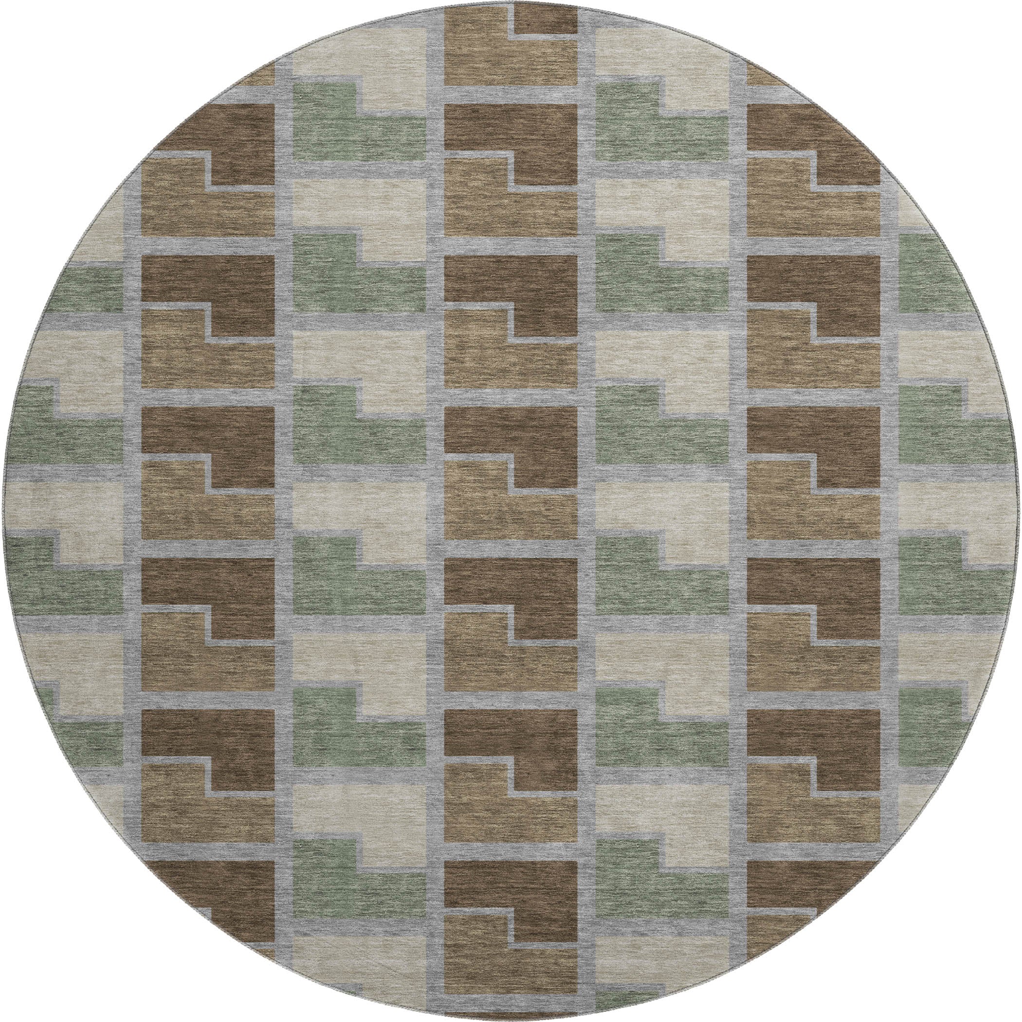 Antigua Machine Washable Transitional Chocolate Brown Rug 8' x 8' #shape_Round