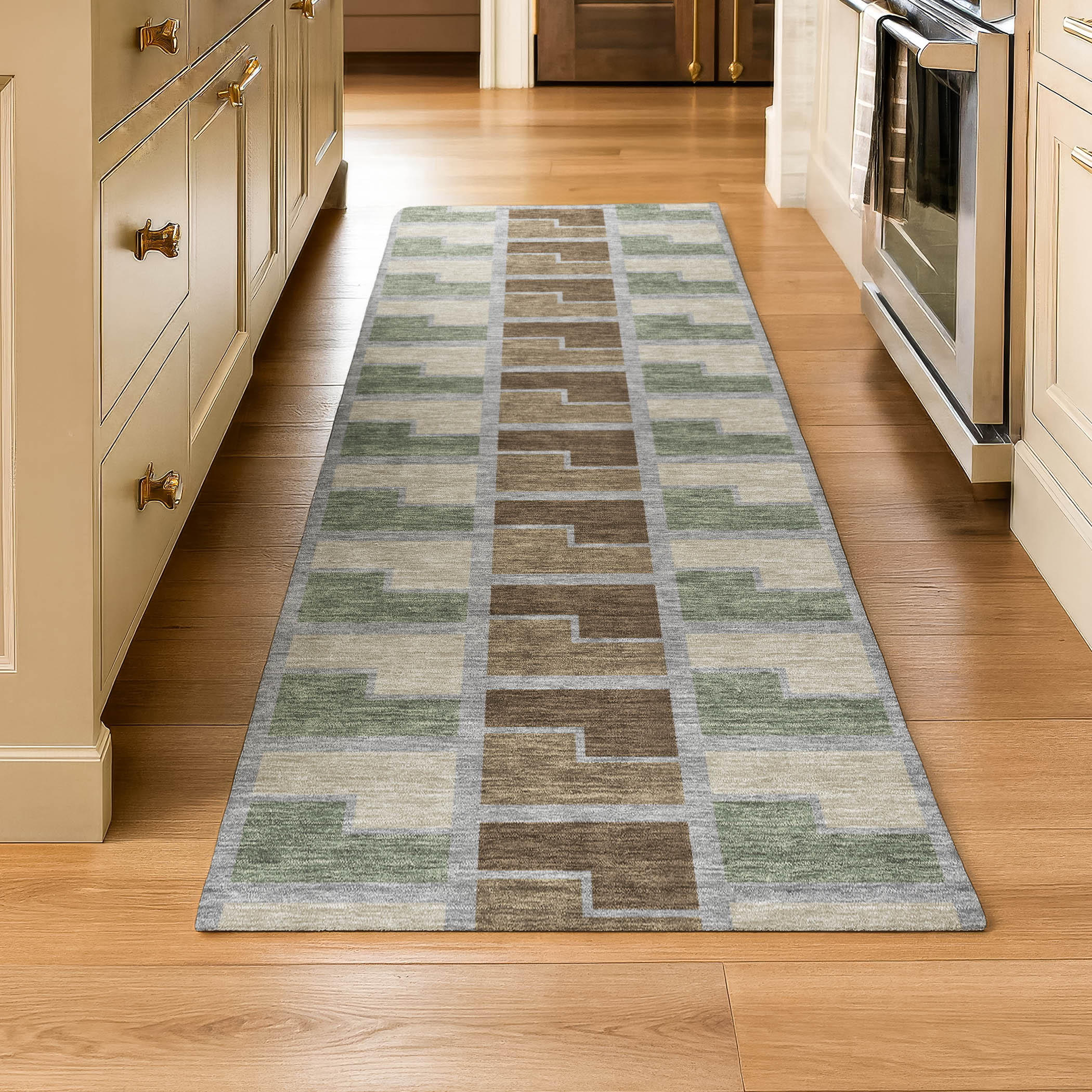 Antigua Machine Washable Transitional Chocolate Brown Rug 2'3" x 7'6" #shape_Runner