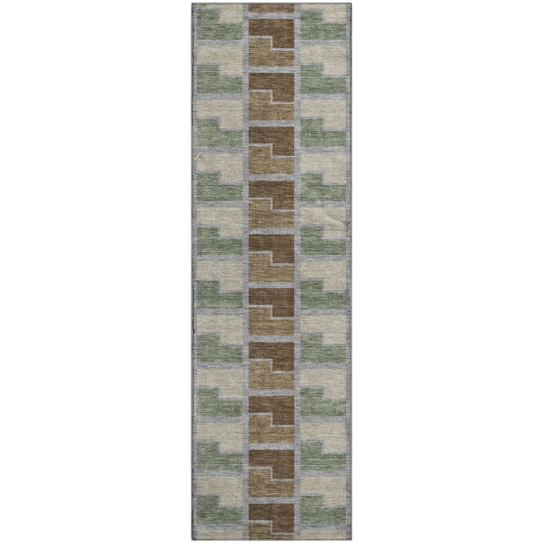Antigua Machine Washable Transitional Chocolate Brown Rug 2'3" x 7'6" #shape_Runner