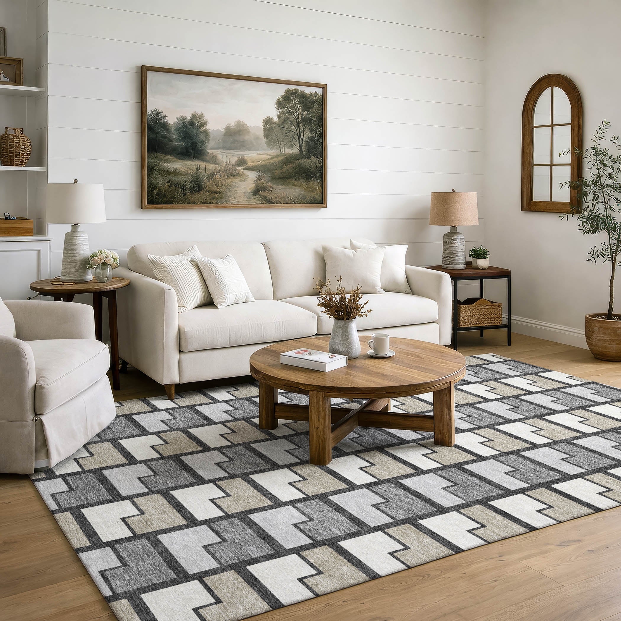 Antigua Machine Washable Transitional Ivory Rug 3' x 5' #shape_Rectangle