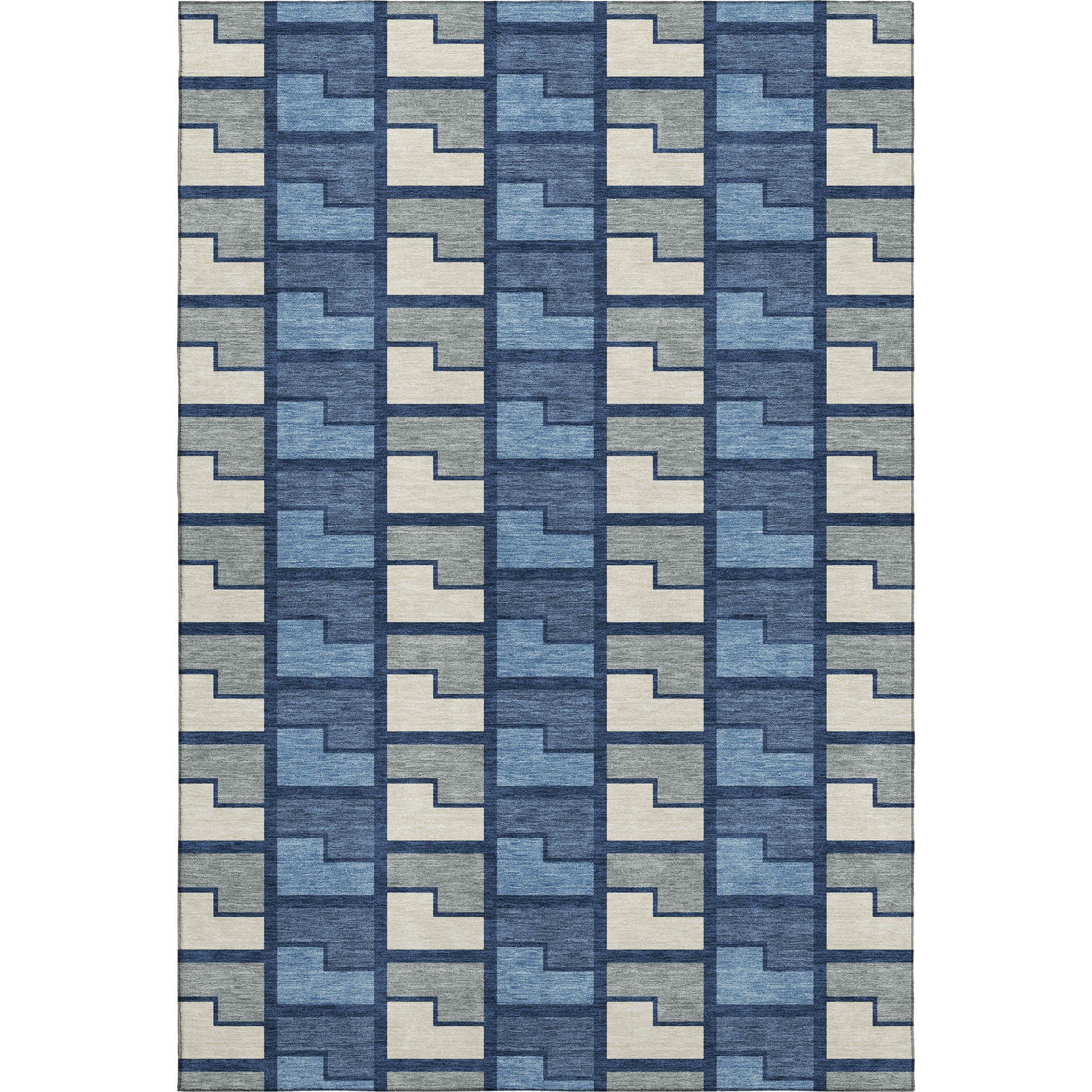 Antigua Machine Washable Transitional Navy Blue Rug 3' x 5' #shape_Rectangle