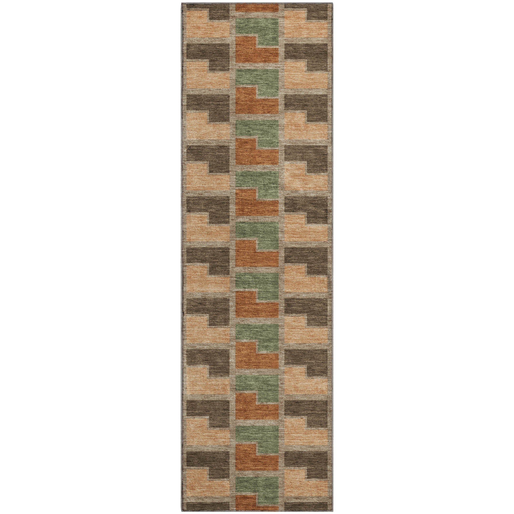 Antigua Machine Washable Transitional Paprika Orange Rug 2'3" x 7'6" #shape_Runner
