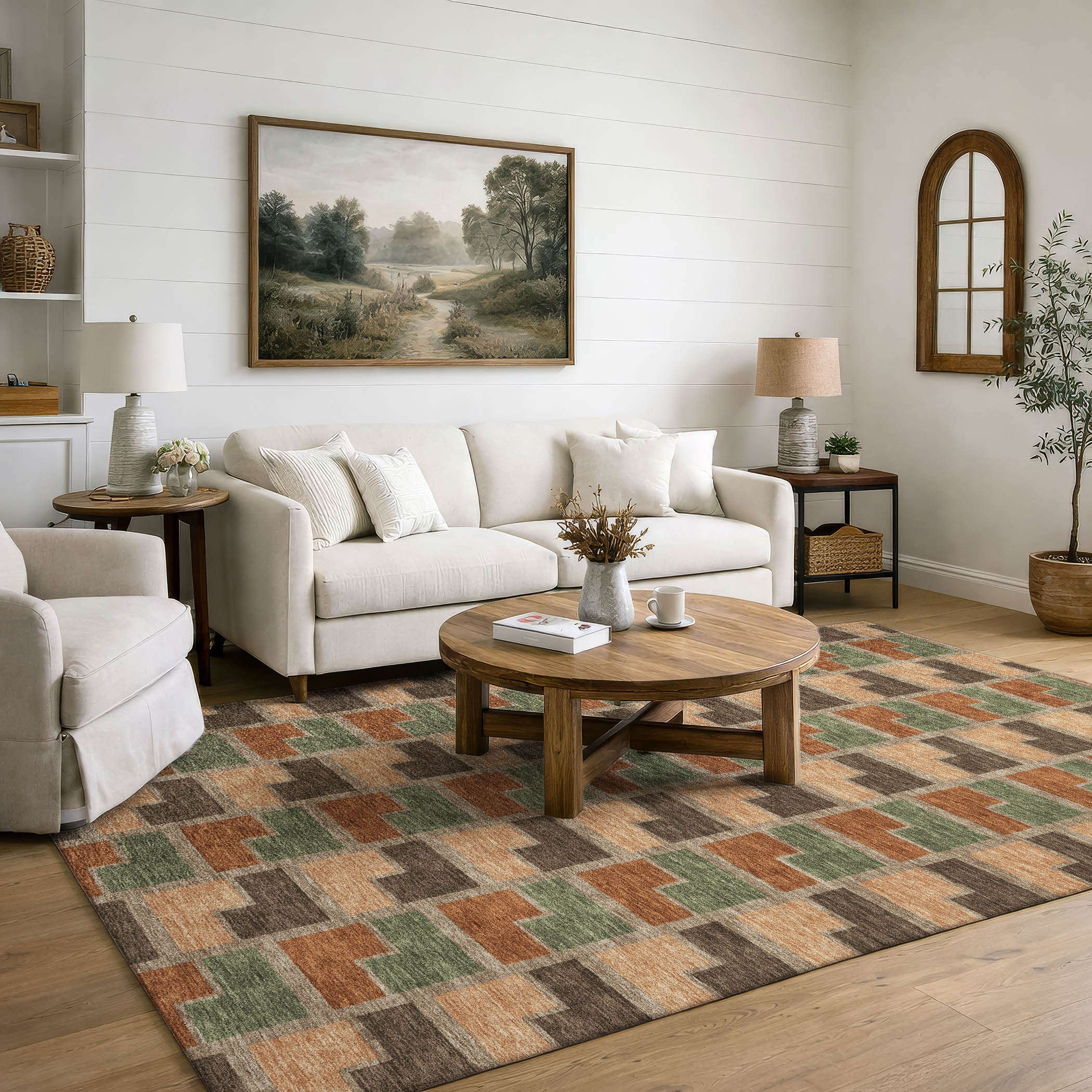Antigua Machine Washable Transitional Paprika Orange Rug 3' x 5' #shape_Rectangle
