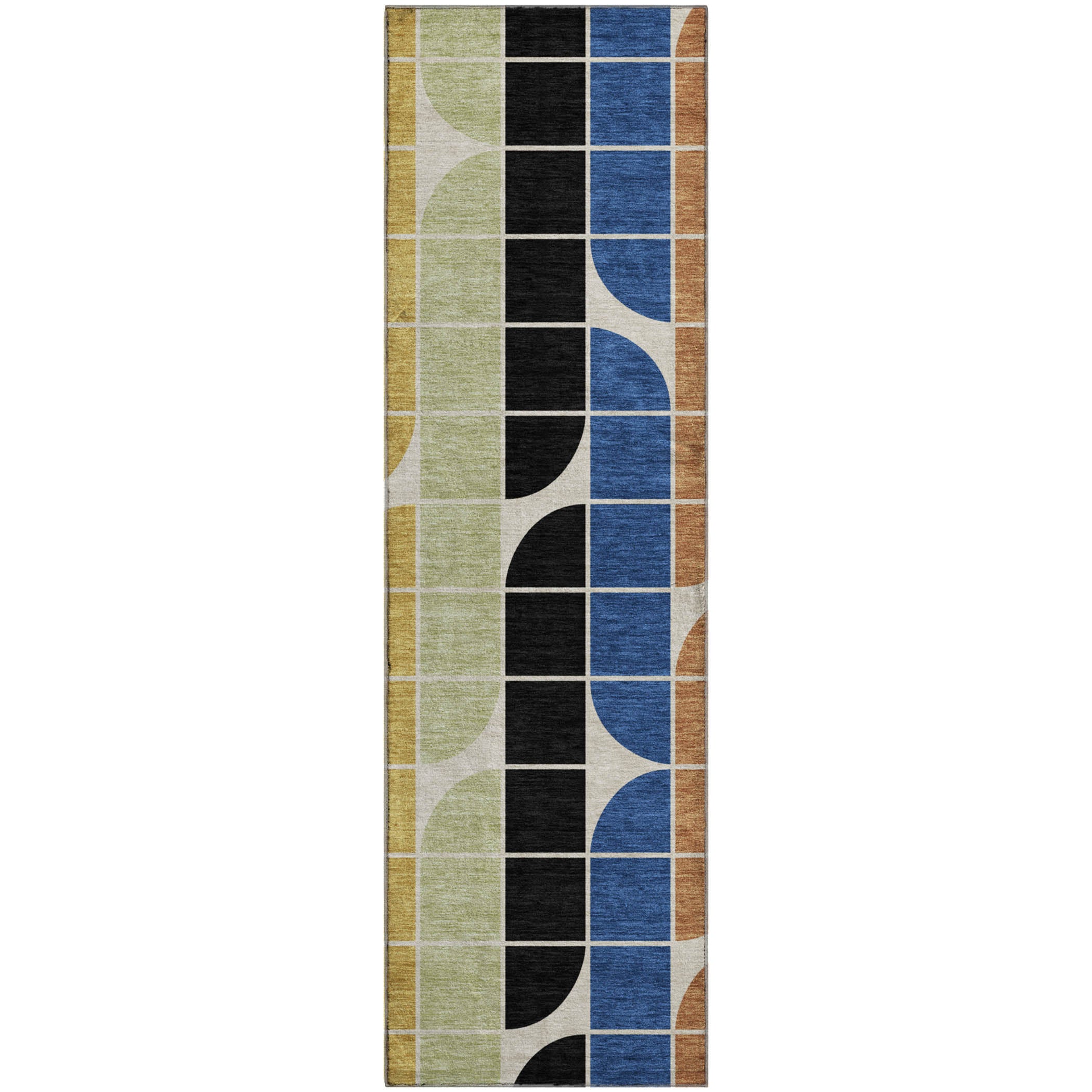 Oaxaca Machine Washable Transitional Blue Rug 2'3" x 7'6" #shape_Runner