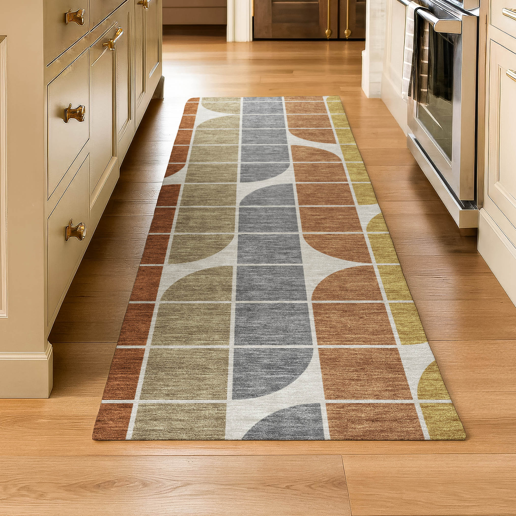 Oaxaca Machine Washable Transitional Coffee Brown Rug 2'3" x 7'6" #shape_Runner