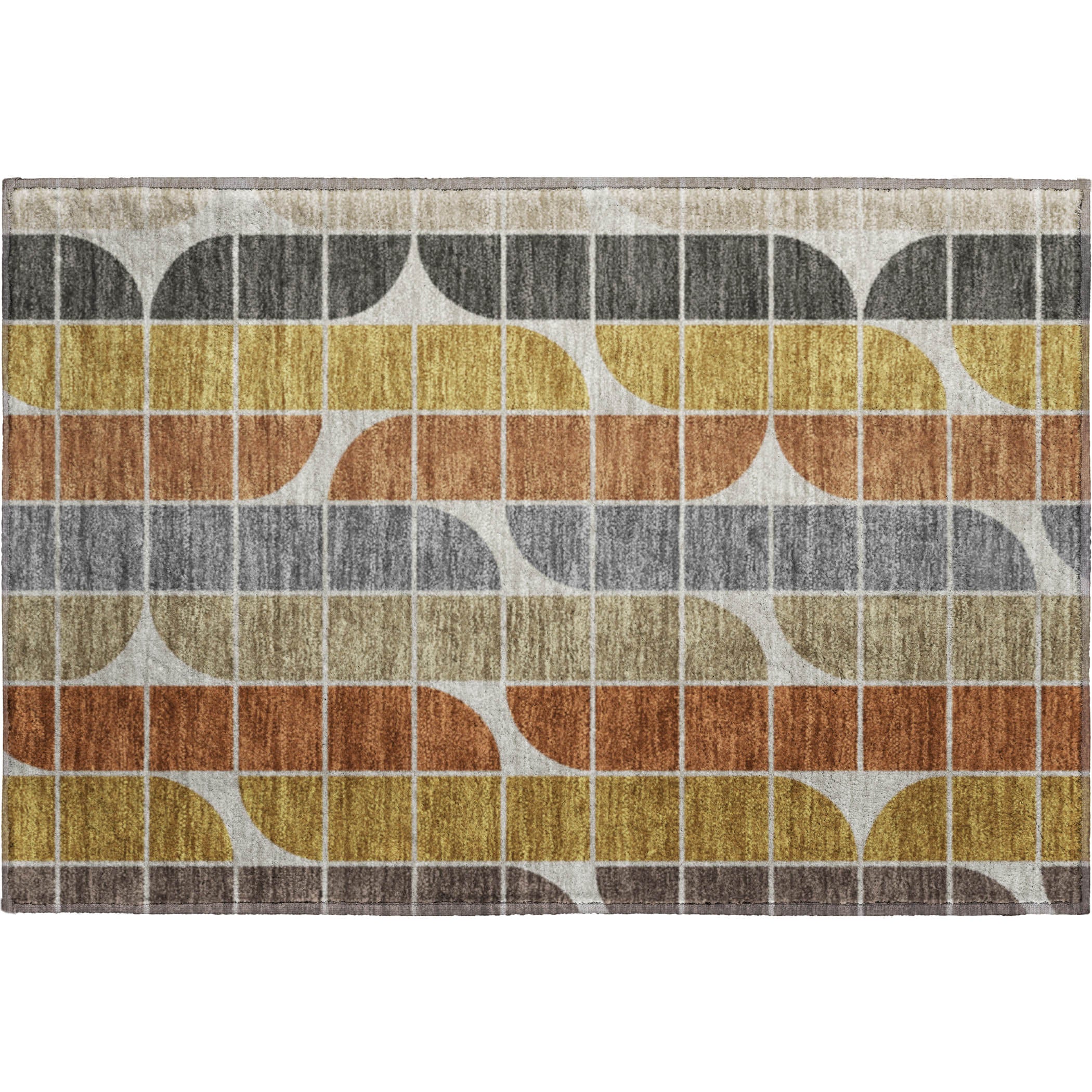 Oaxaca Machine Washable Transitional Coffee Brown Rug 1'8" x 2'6" #shape_Rectangle